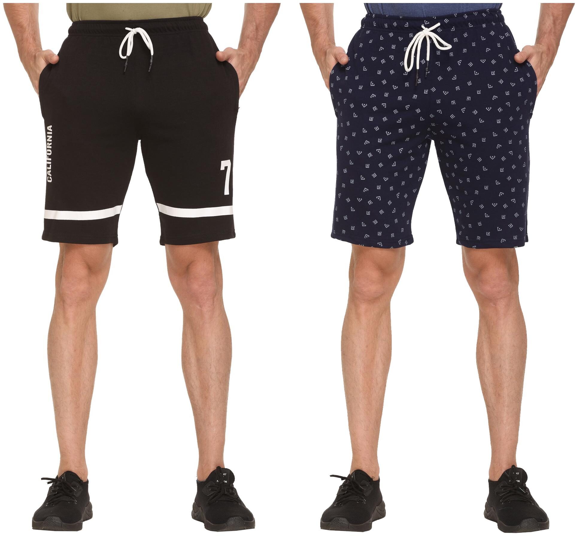 

HVBK Men Blue Black Regular Fit Regular Shorts