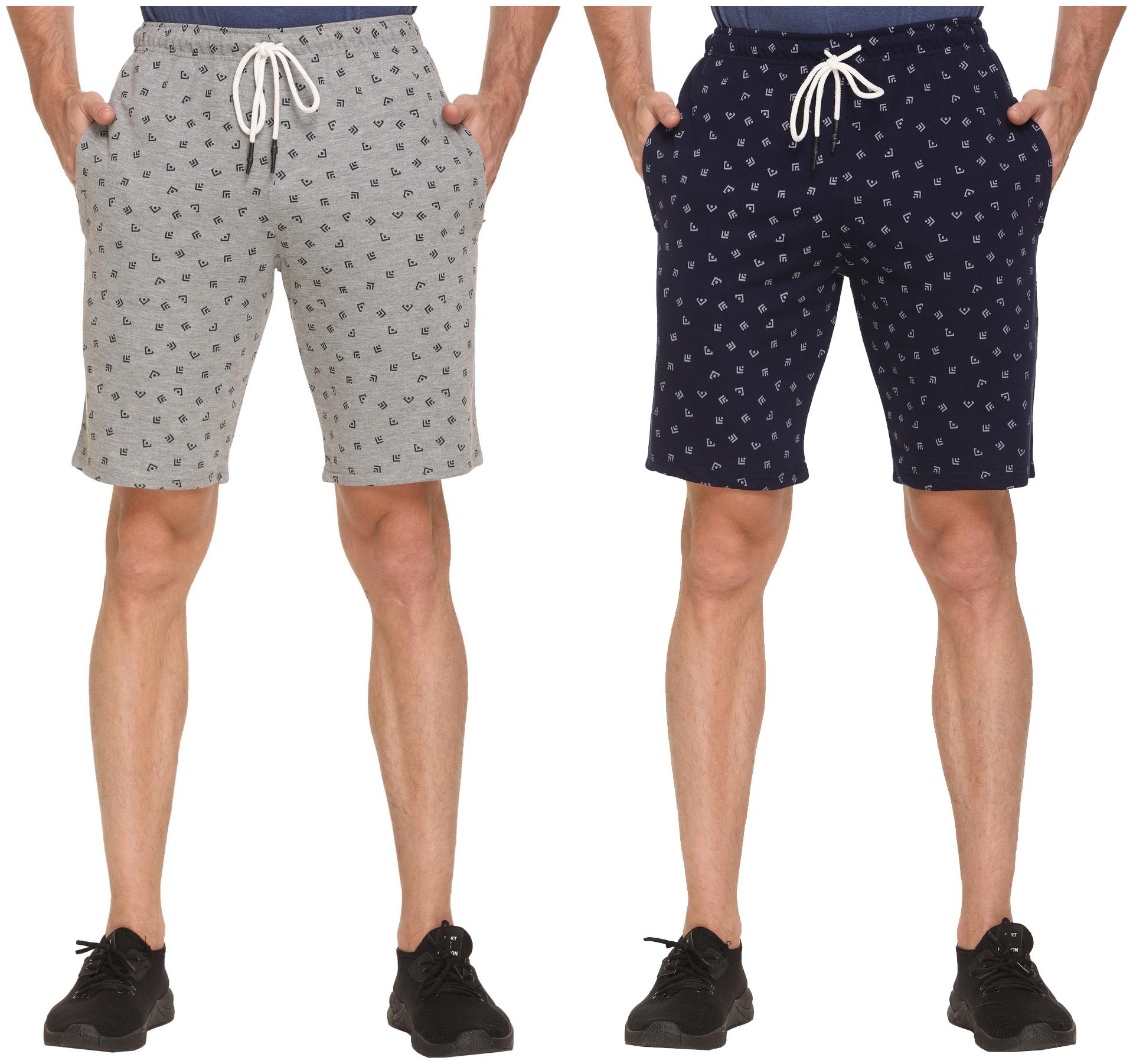 

HVBK Men Blue Grey Regular Fit Regular Shorts