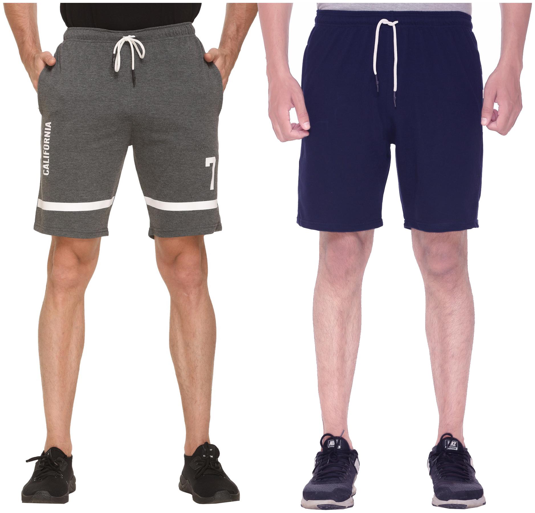 

HVBK Men Blue Grey Regular Fit Regular Shorts