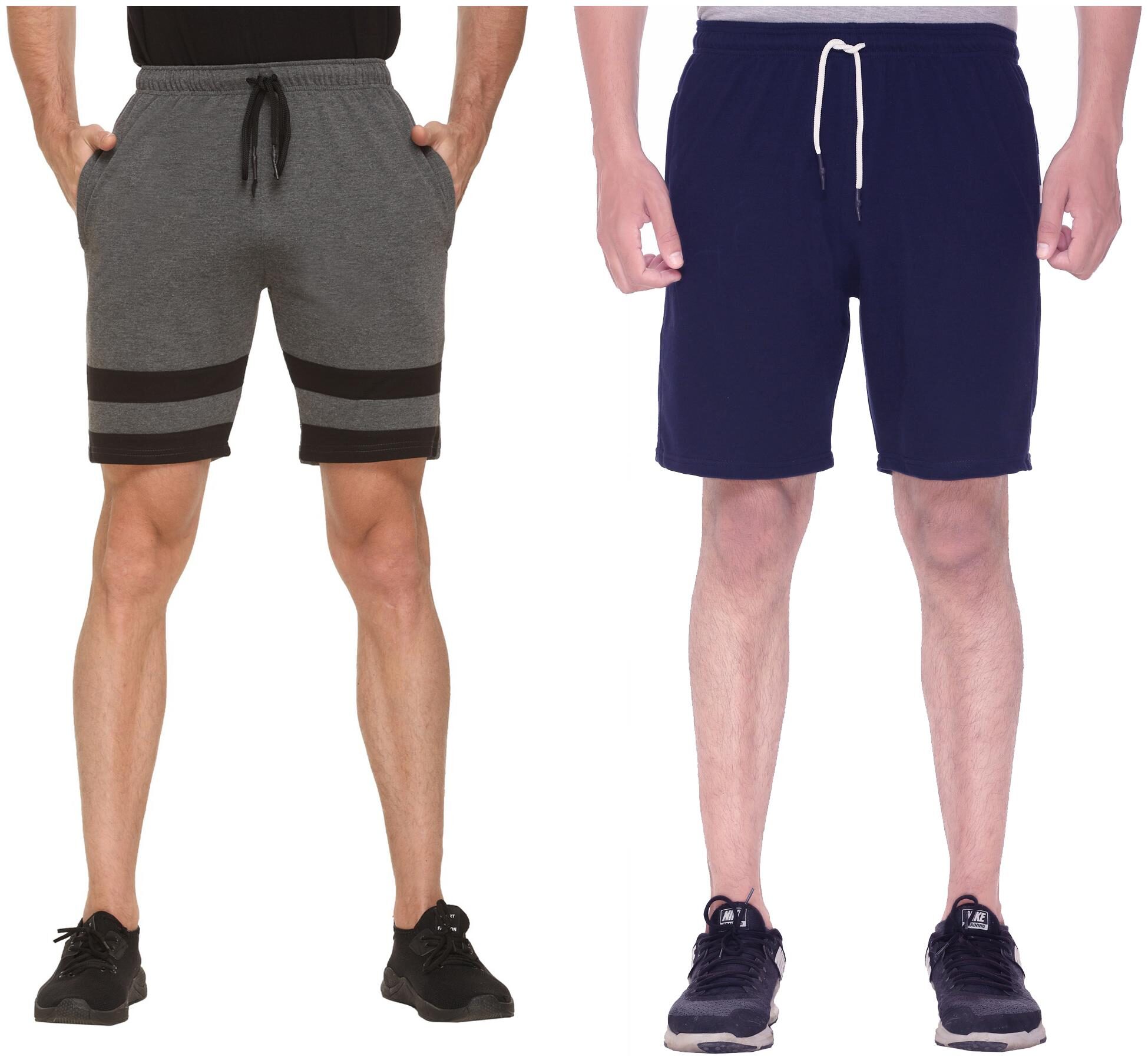 

HVBK Men Blue Grey Regular Fit Regular Shorts