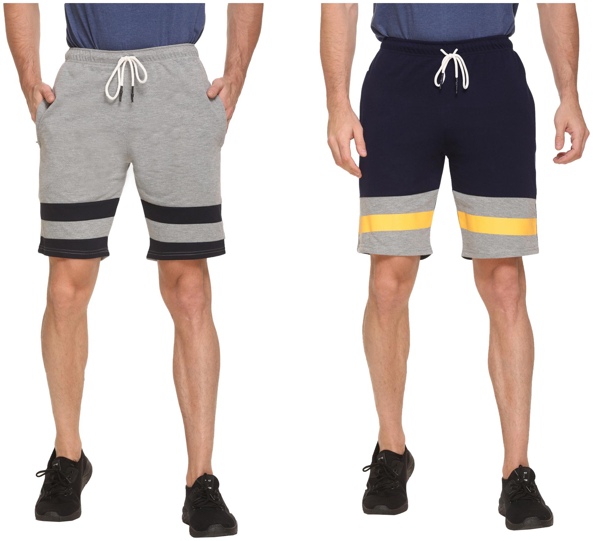 

HVBK Men Blue Grey Regular Fit Regular Shorts
