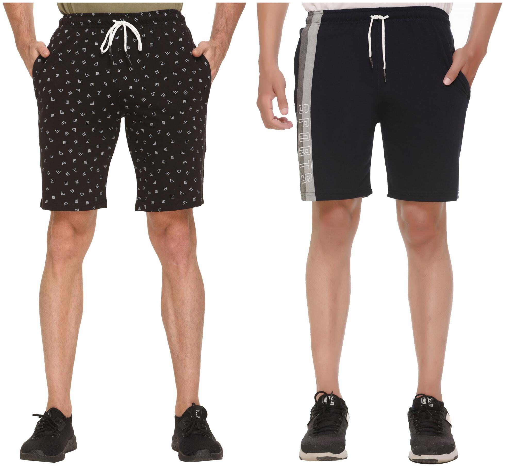 

HVBK Men Blue Black Regular Fit Regular Shorts