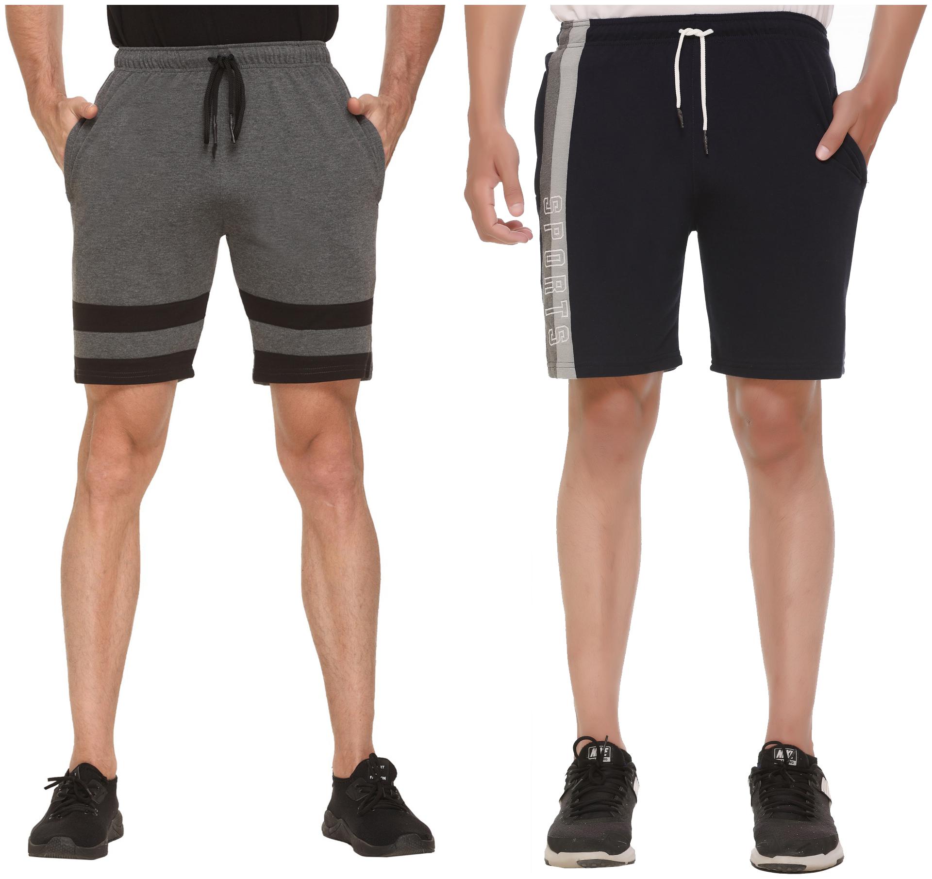 

HVBK Men Blue Grey Regular Fit Regular Shorts