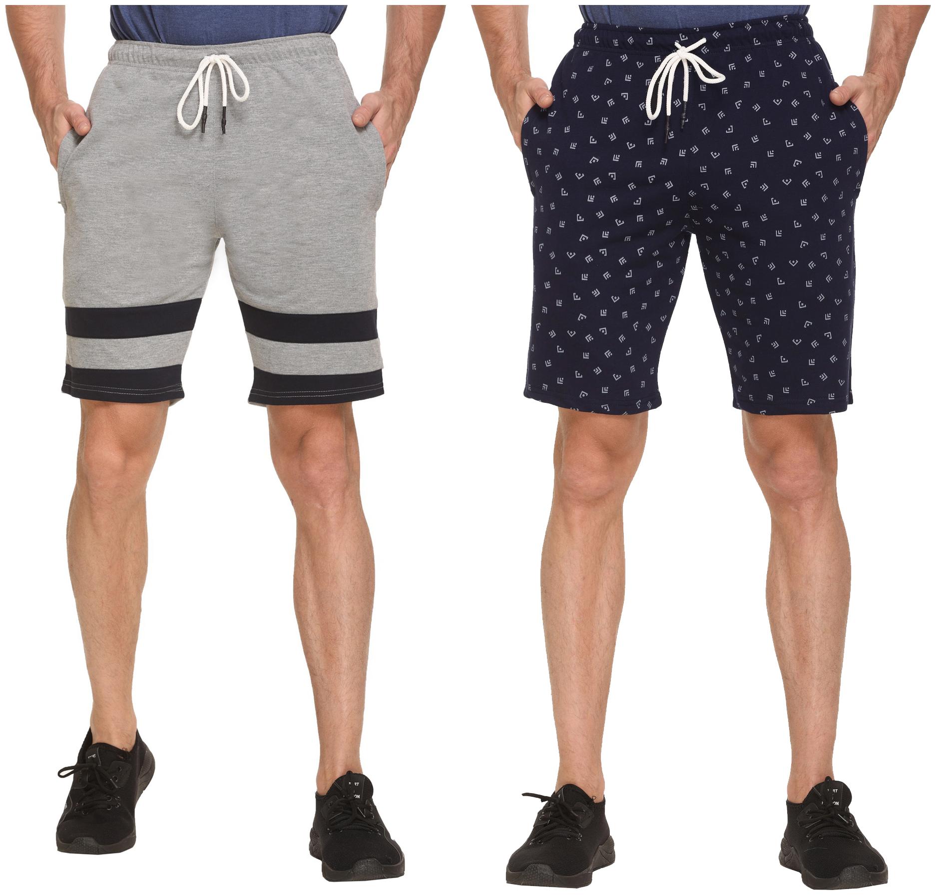 

HVBK Men Blue Grey Regular Fit Regular Shorts