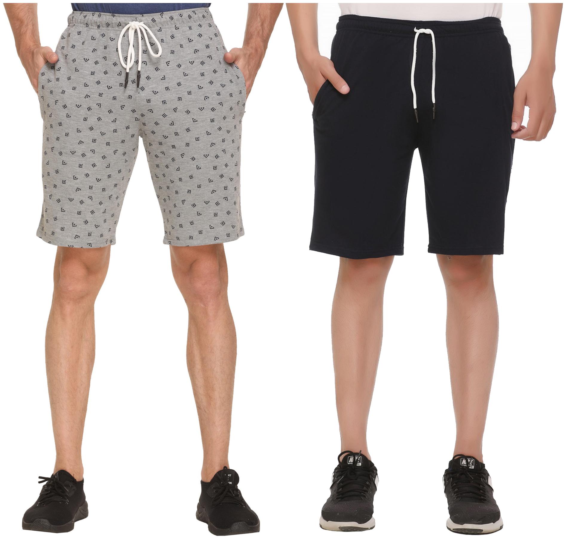 

HVBK Men Blue Grey Regular Fit Regular Shorts