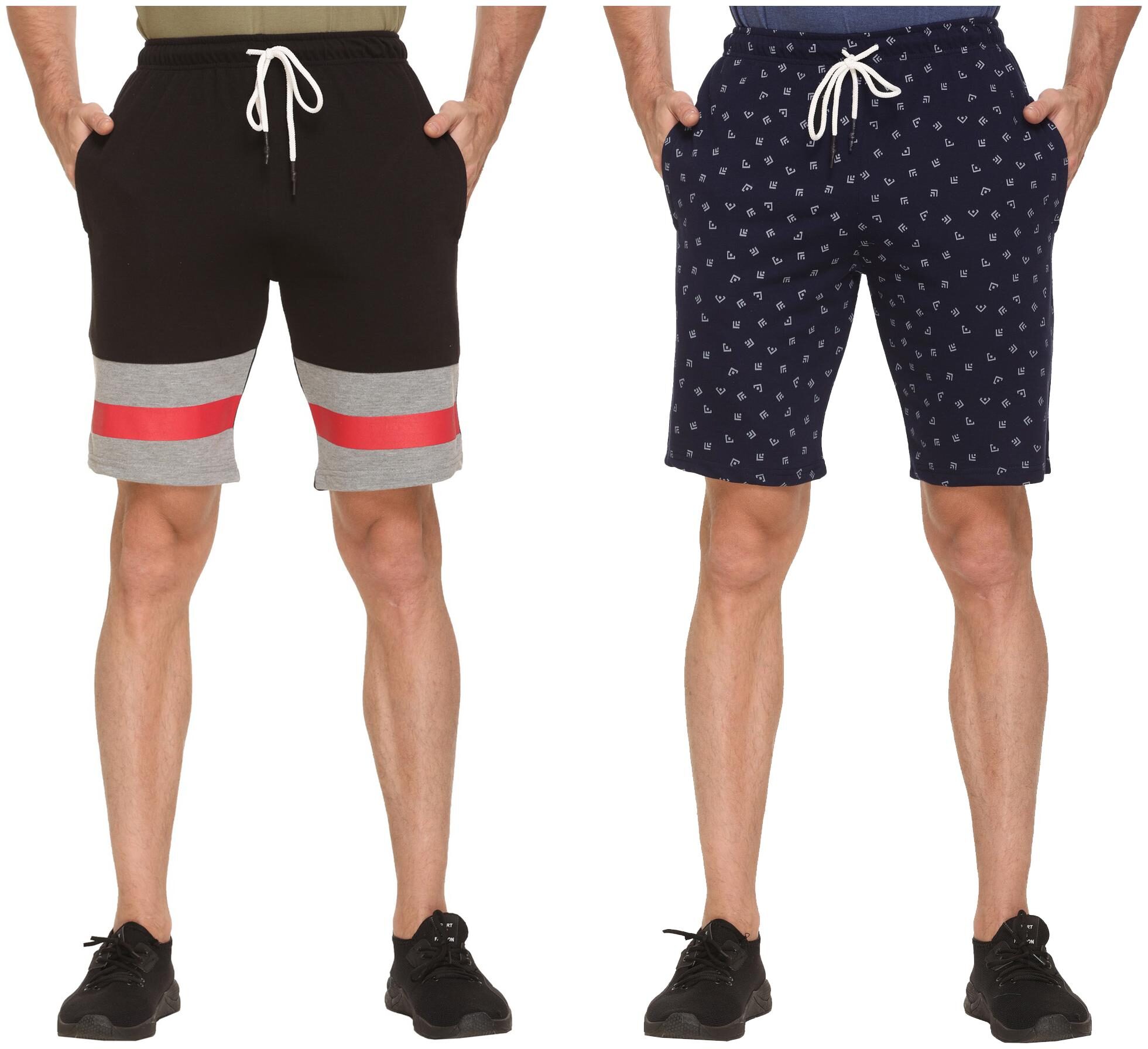 

HVBK Men Blue Black Regular Fit Regular Shorts