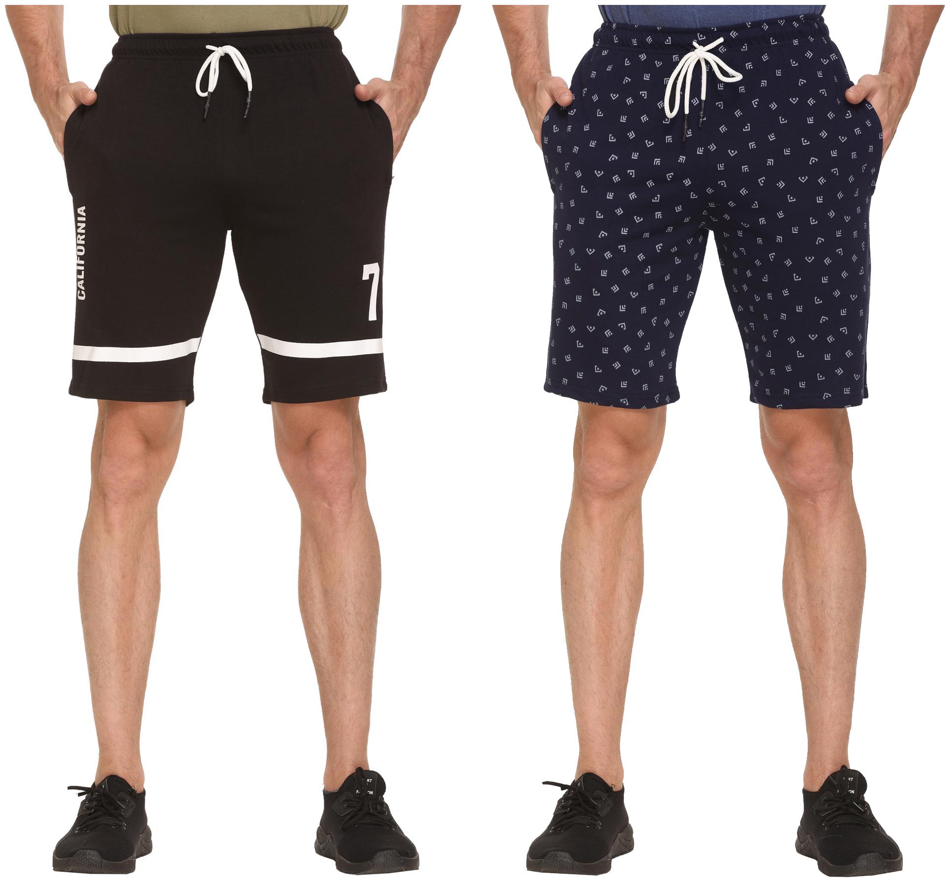 

HVBK Men Blue Black Regular Fit Regular Shorts