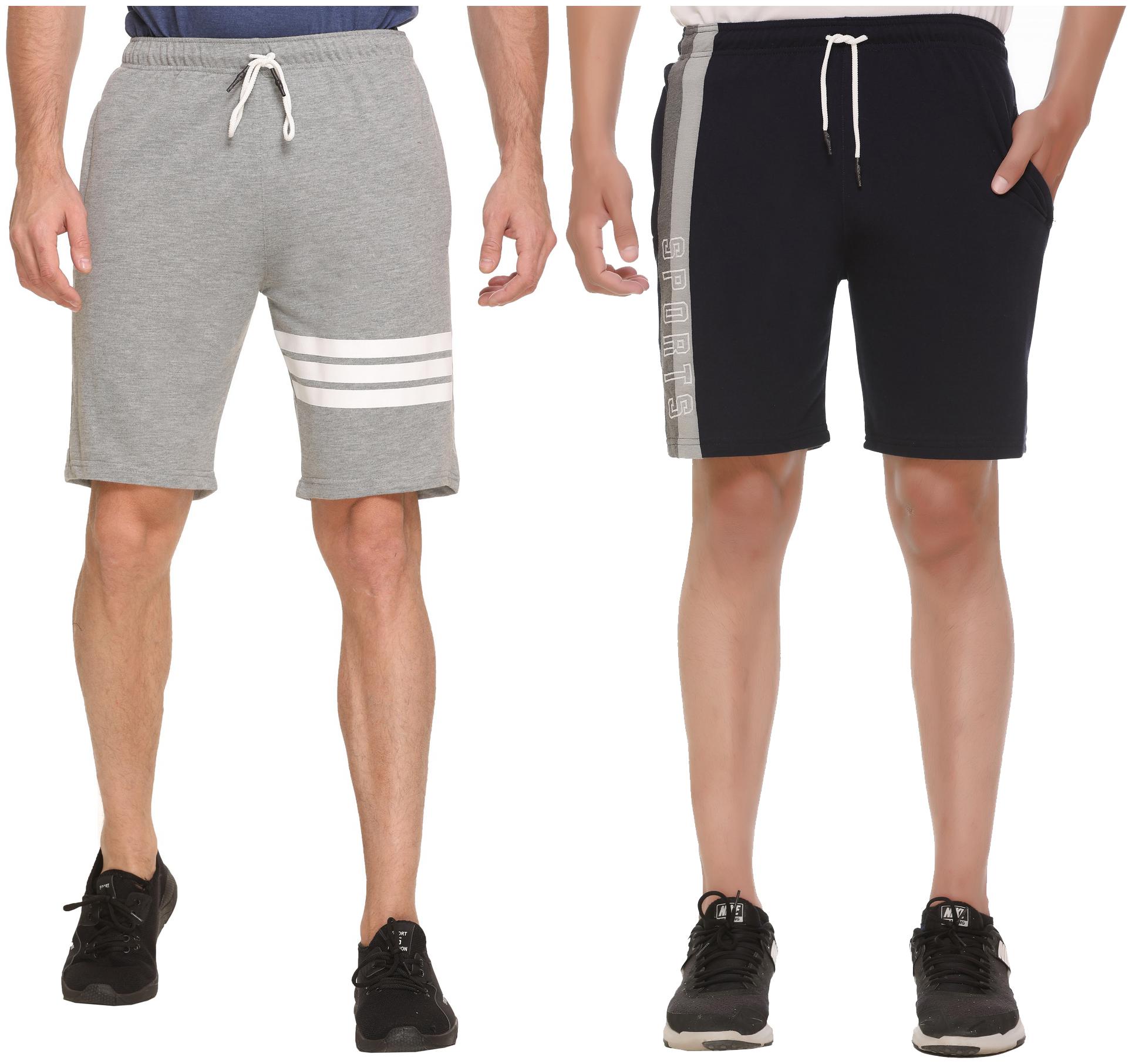 

HVBK Men Blue Grey Regular Fit Regular Shorts