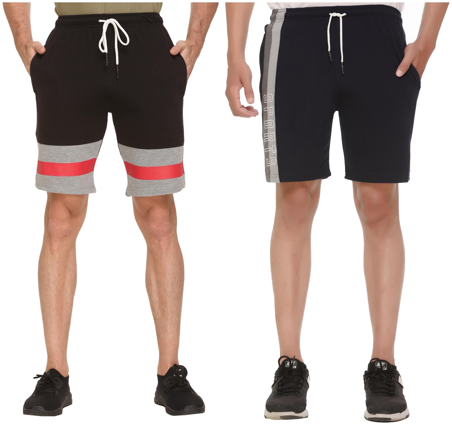

HVBK Men Blue Black Regular Fit Regular Shorts