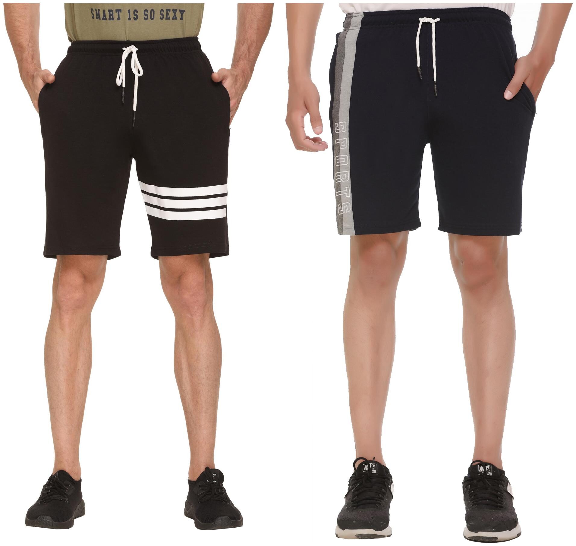 

HVBK Men Blue Black Regular Fit Regular Shorts