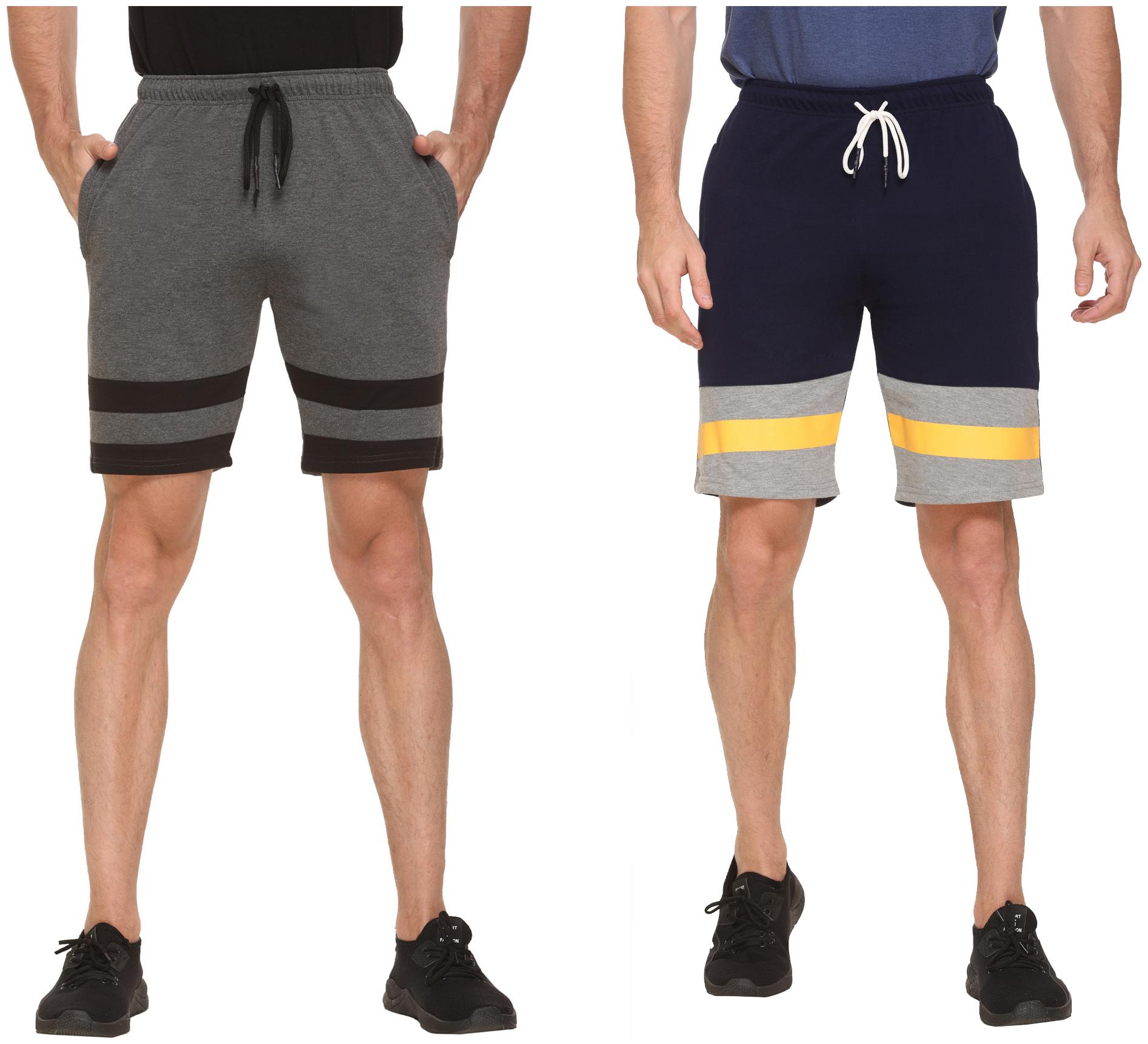 

HVBK Men Blue Grey Regular Fit Regular Shorts
