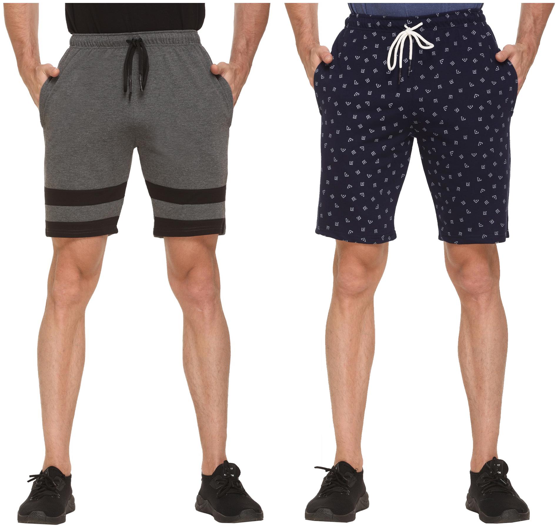 

HVBK Men Blue Grey Regular Fit Regular Shorts