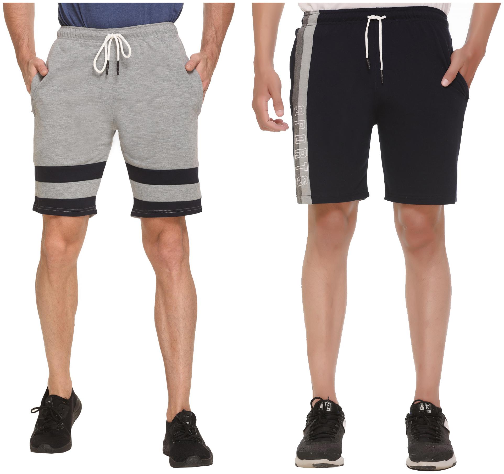 

HVBK Men Blue Grey Regular Fit Regular Shorts