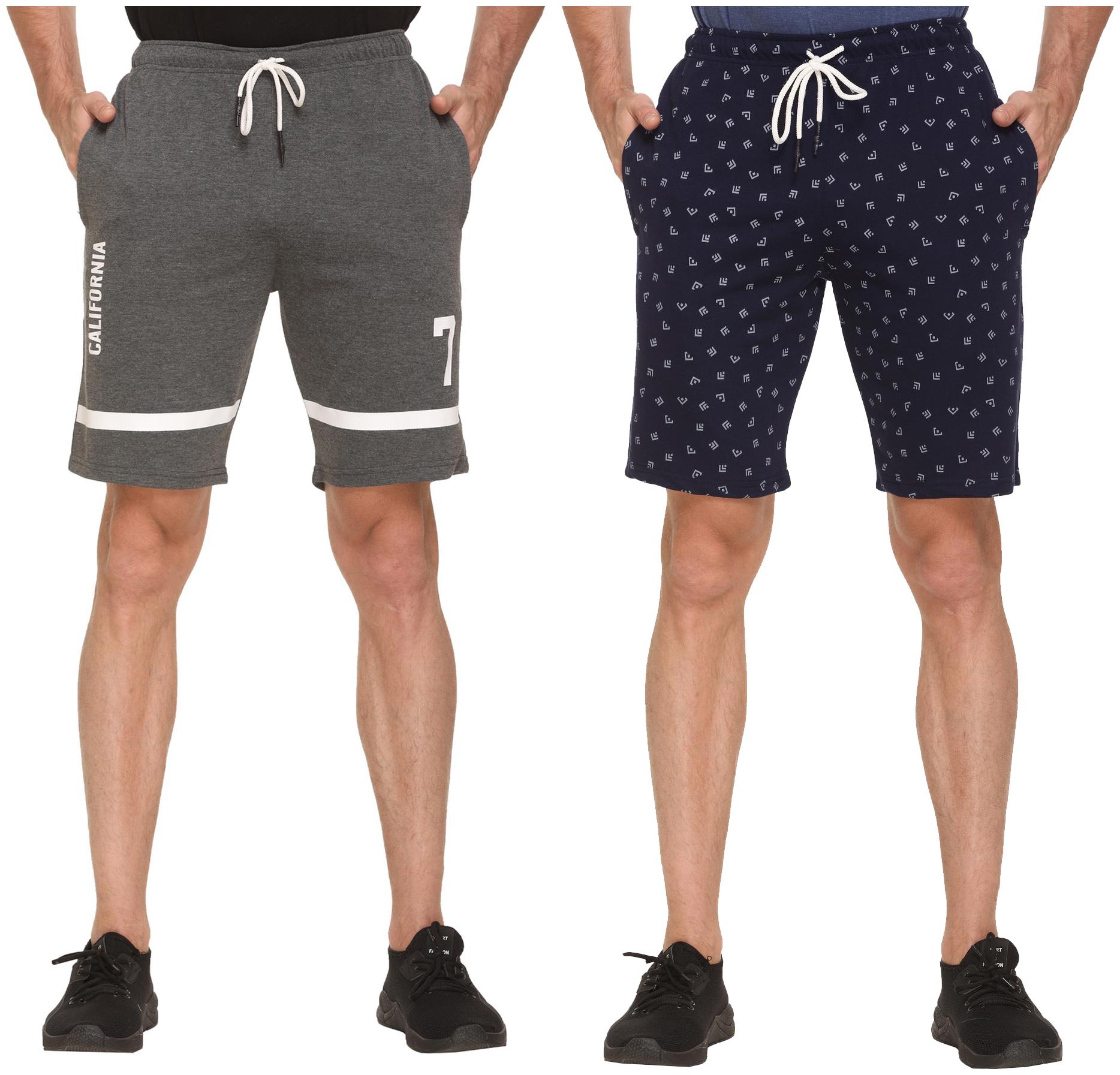 

HVBK Men Blue Grey Regular Fit Regular Shorts