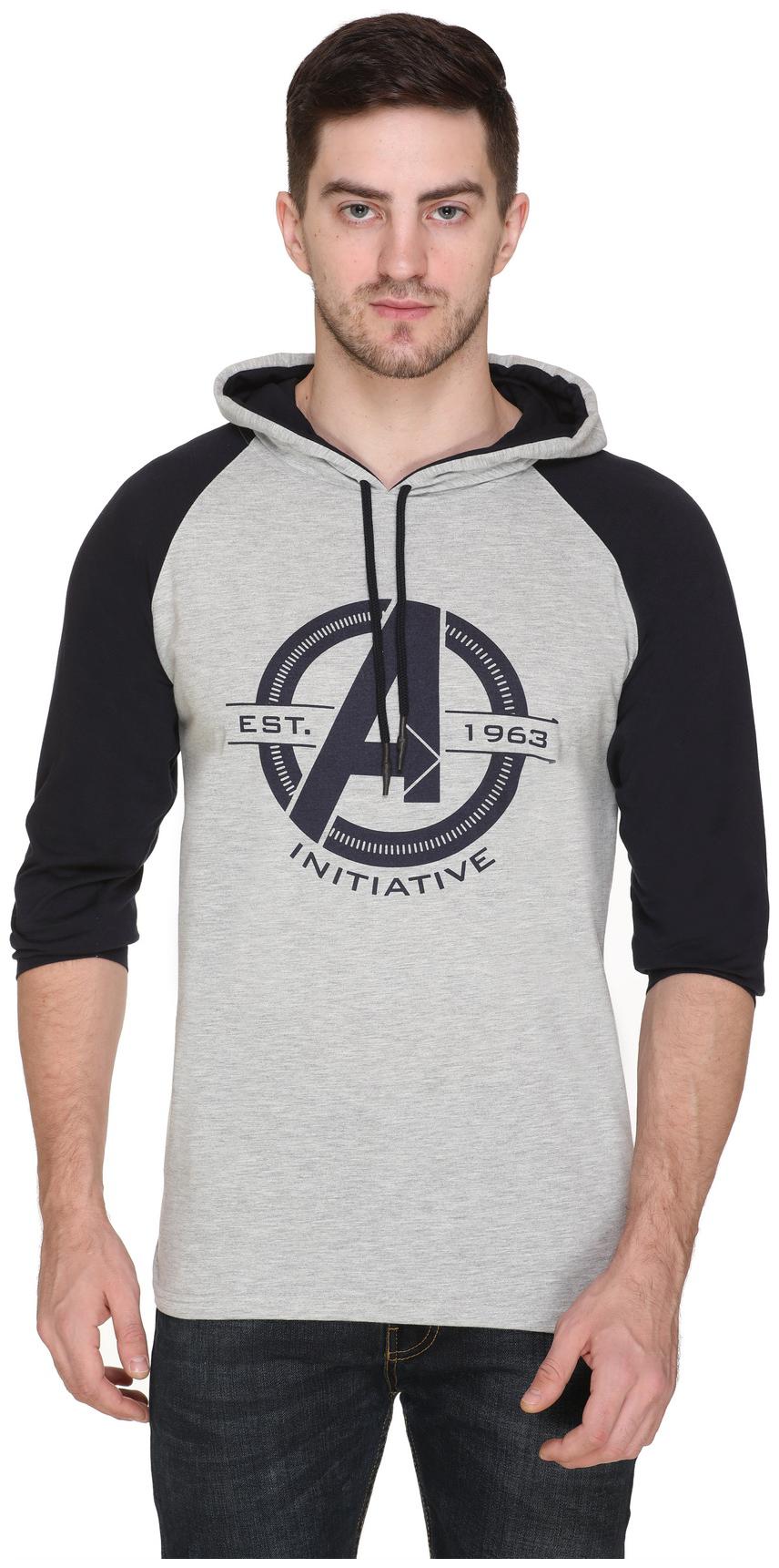 

HVBK Men Blue Grey Regular fit Cotton Blend Hood T-Shirt - Pack Of 1