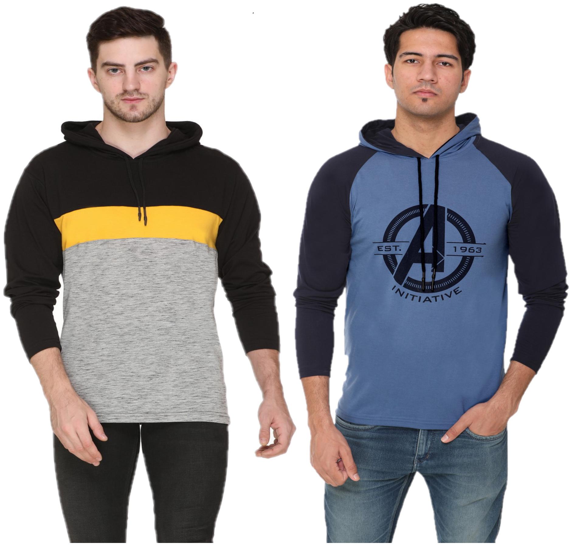 

HVBK Men Multi Regular fit Cotton Blend Hood T-Shirt - Pack Of 2