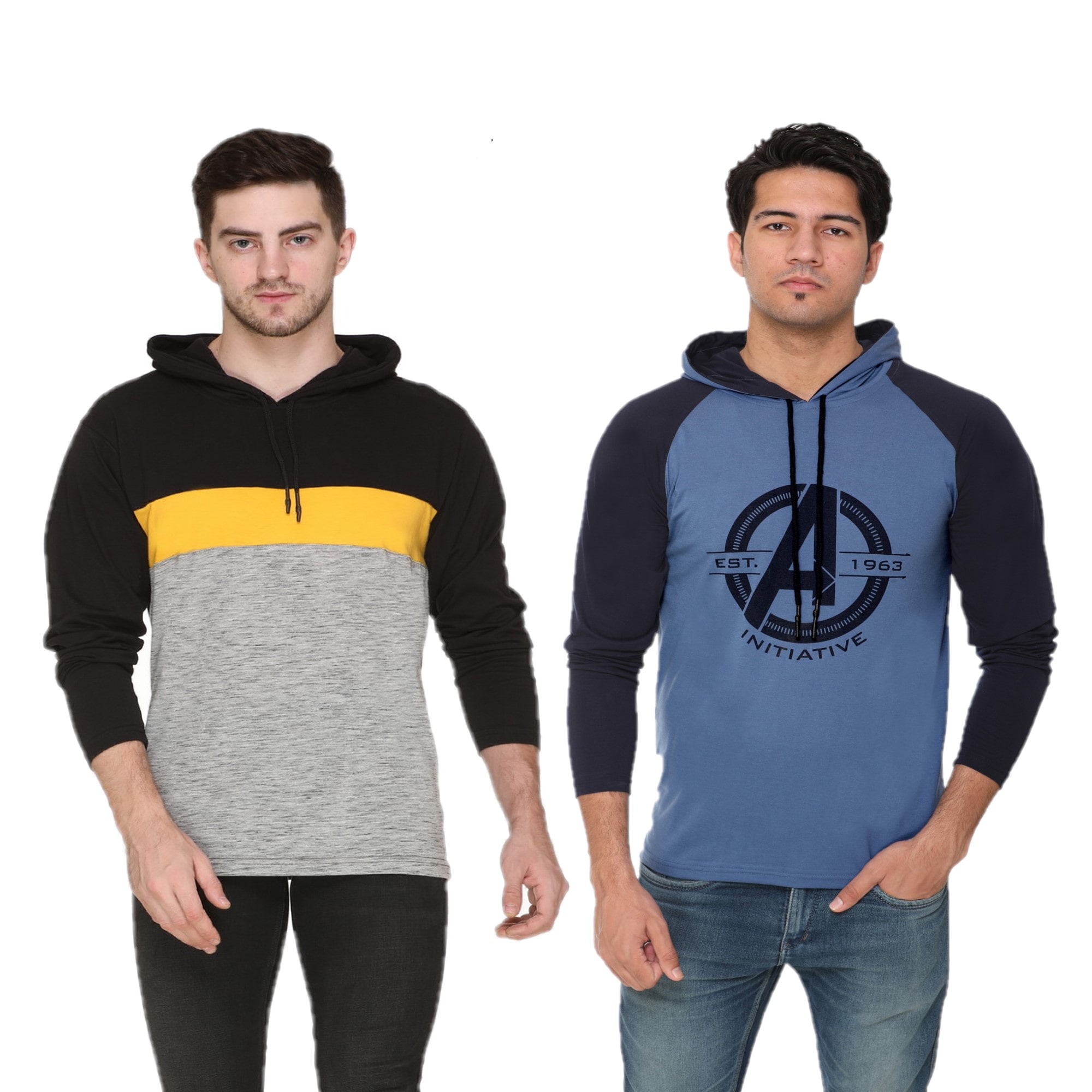 

HVBK Men Multi Regular fit Cotton Blend Hood T-Shirt - Pack Of 2