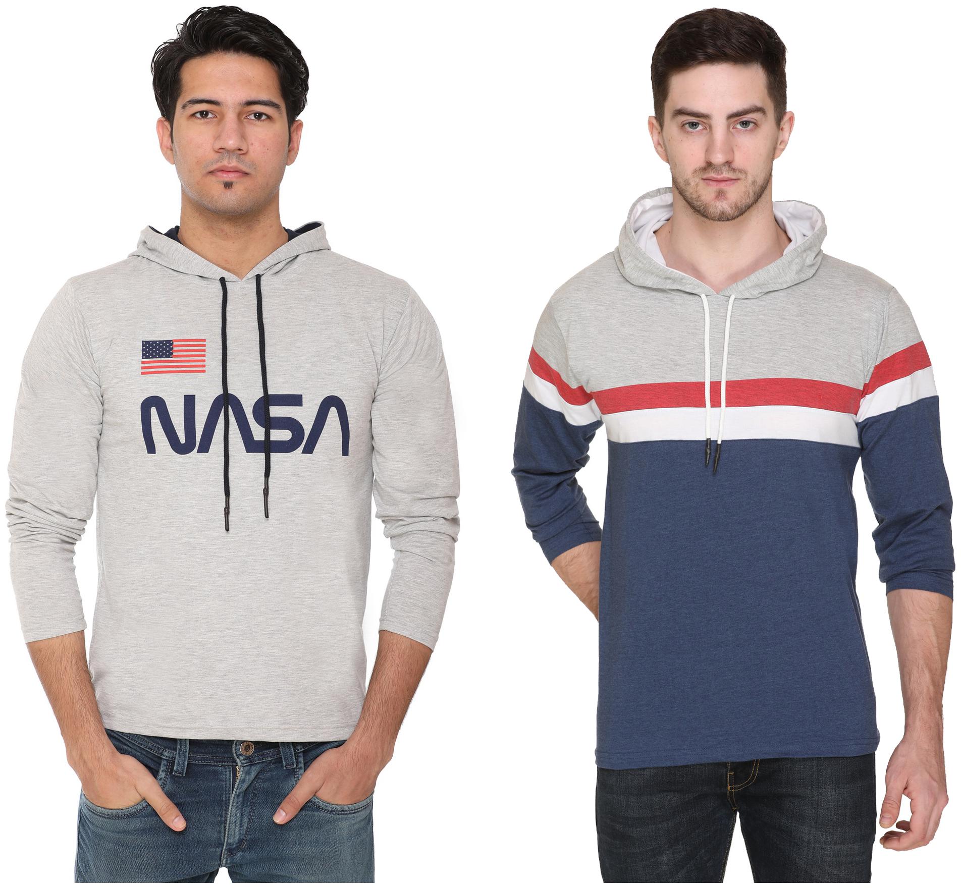 

HVBK Men Multi Regular fit Cotton Blend Hood T-Shirt - Pack Of 2