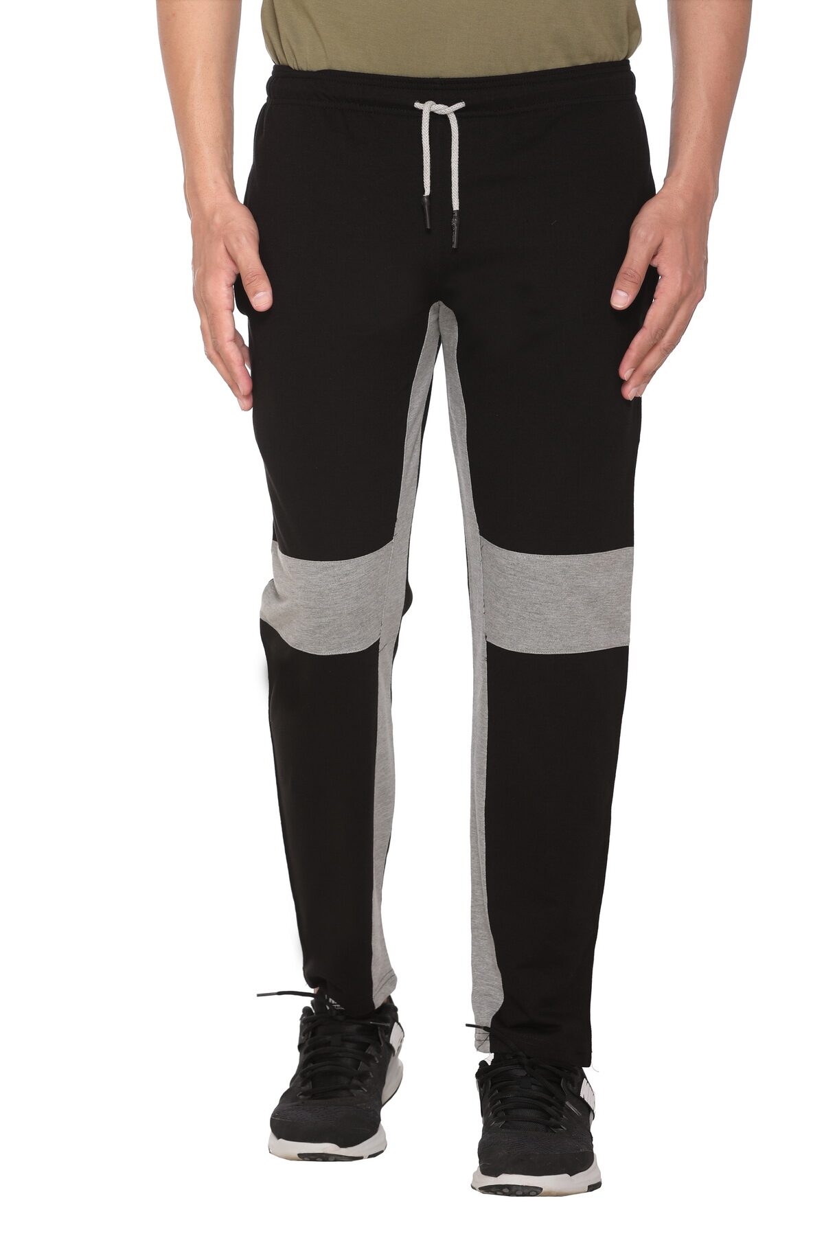

HVBK Men Black Grey Striped Regular fit Track pants