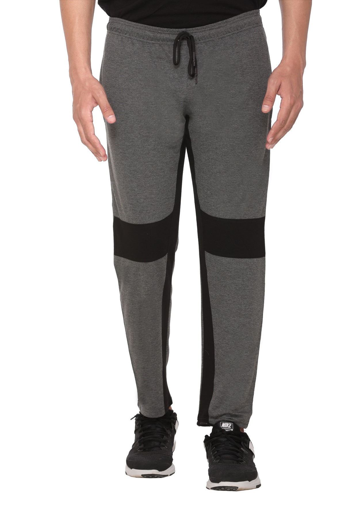 

HVBK Men Grey Black Striped Regular fit Track pants