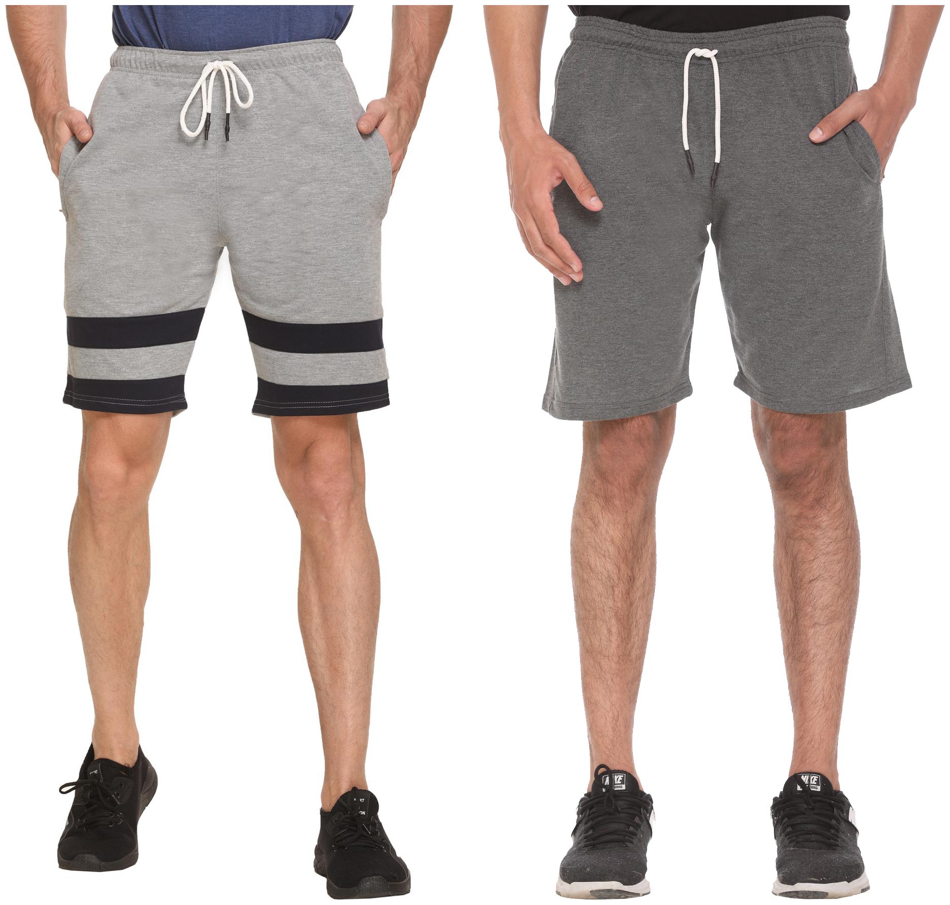 

HVBK Men Grey Regular Fit Regular Shorts