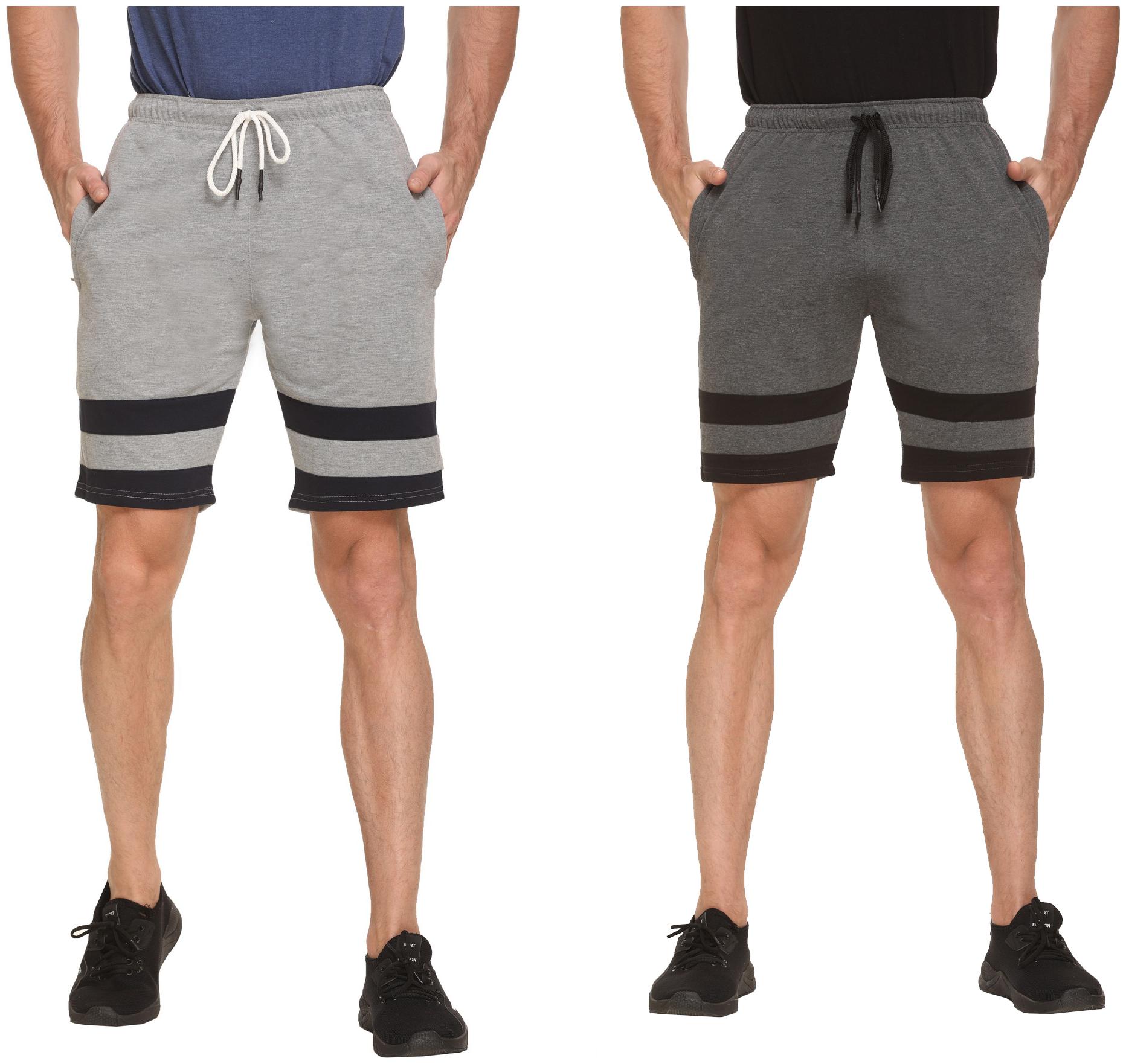 

HVBK Men Grey Regular Fit Regular Shorts