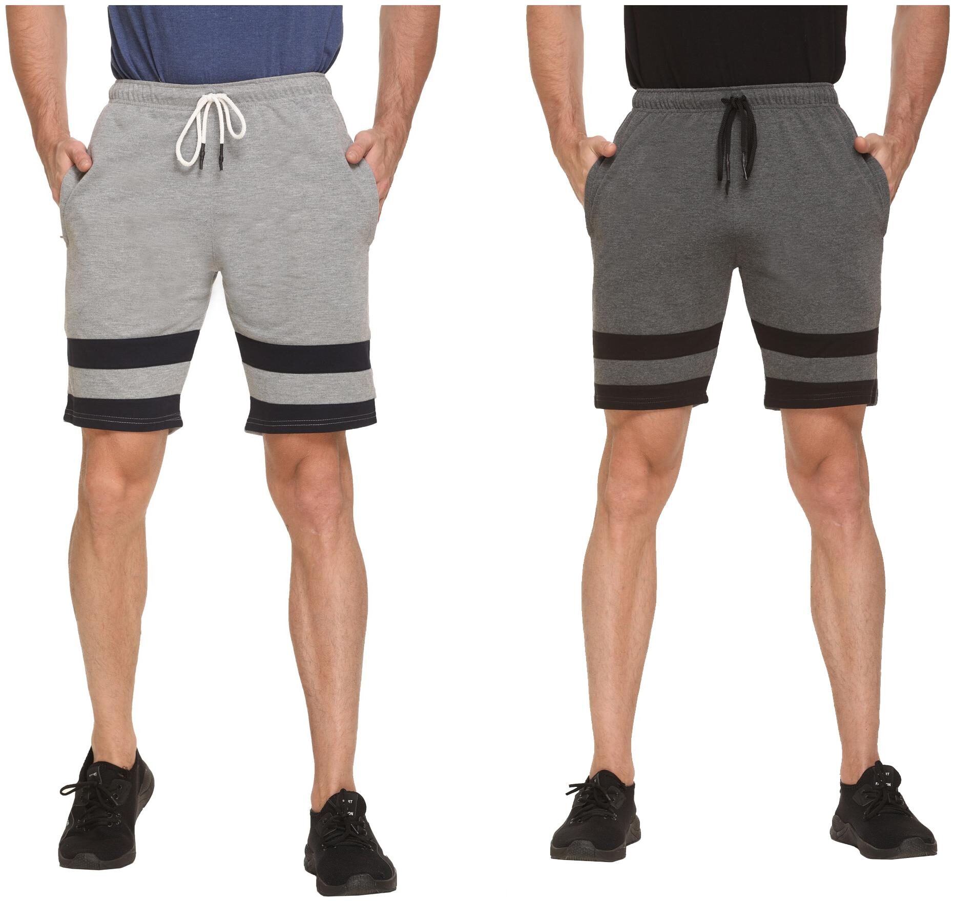 

HVBK Men Grey Regular Fit Regular Shorts