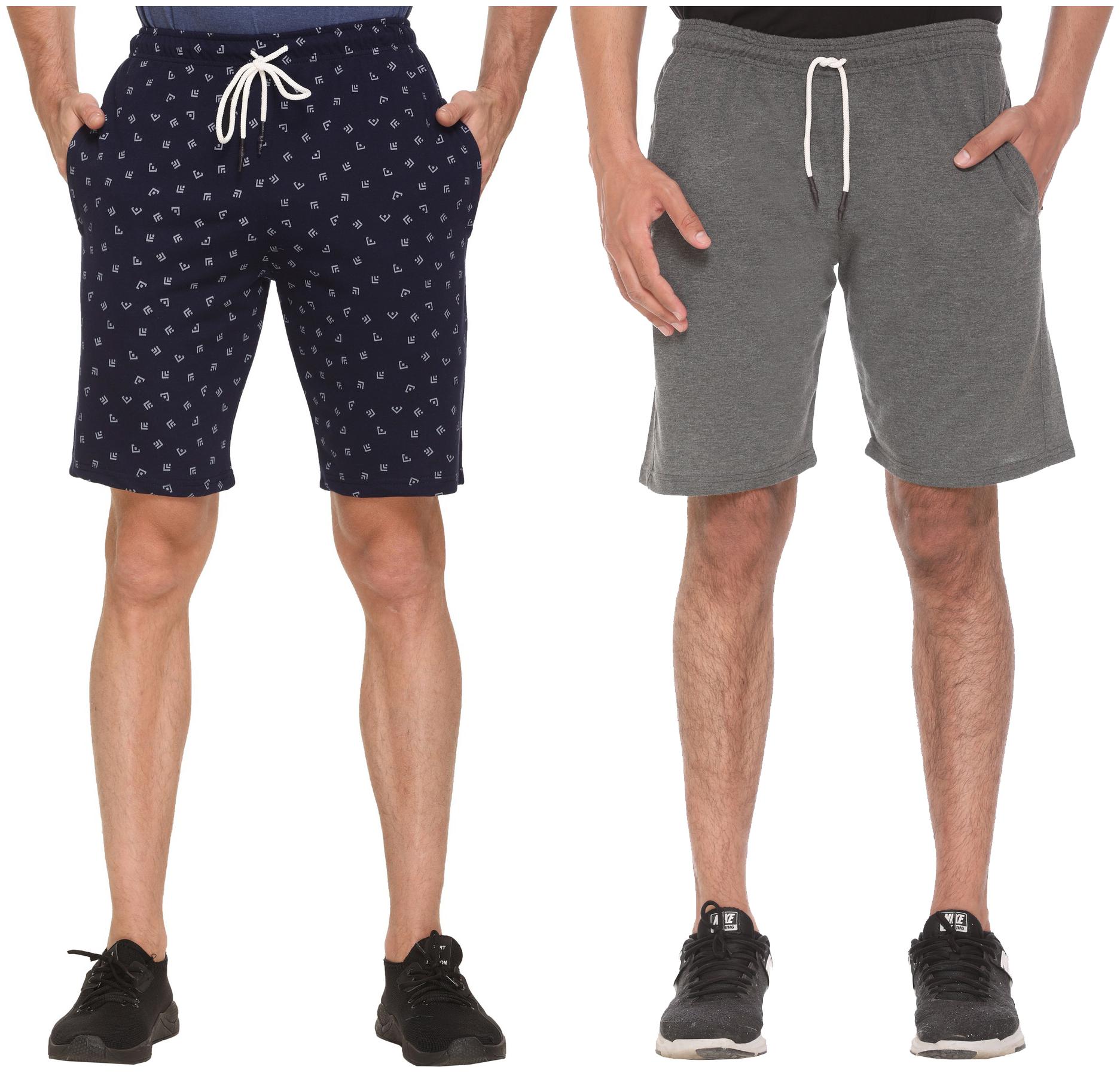 

HVBK Men Grey Blue Regular Fit Regular Shorts