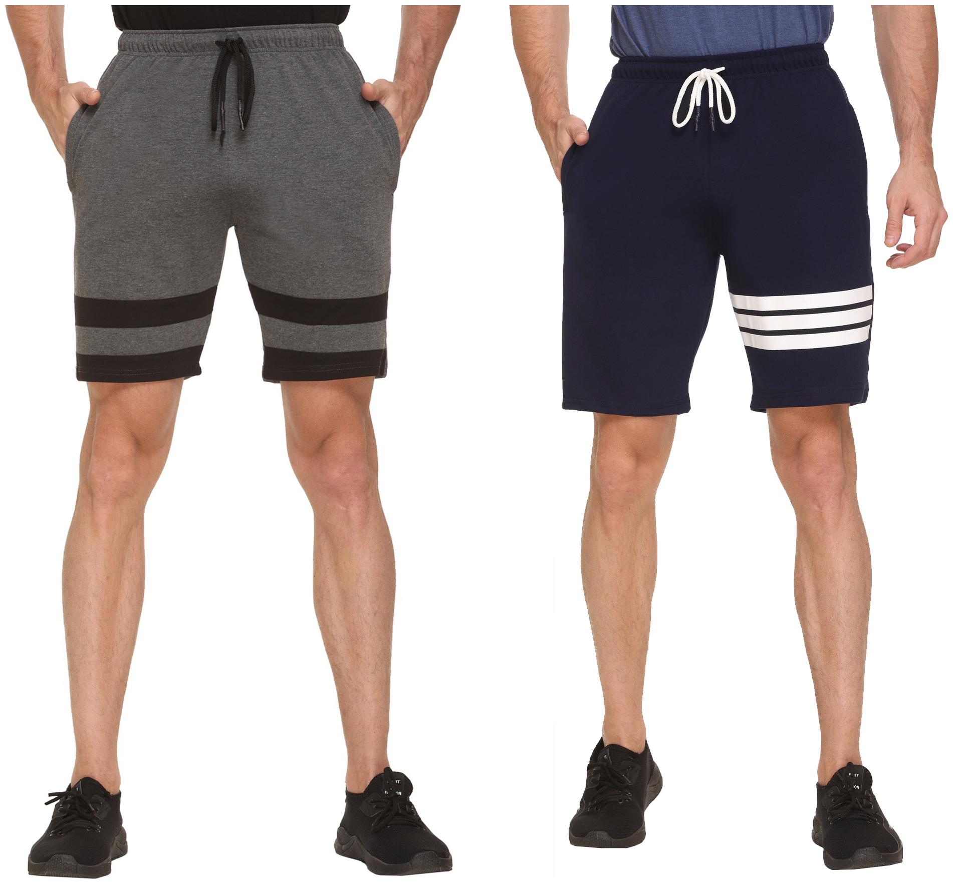 

HVBK Men Blue Grey Regular Fit Regular Shorts