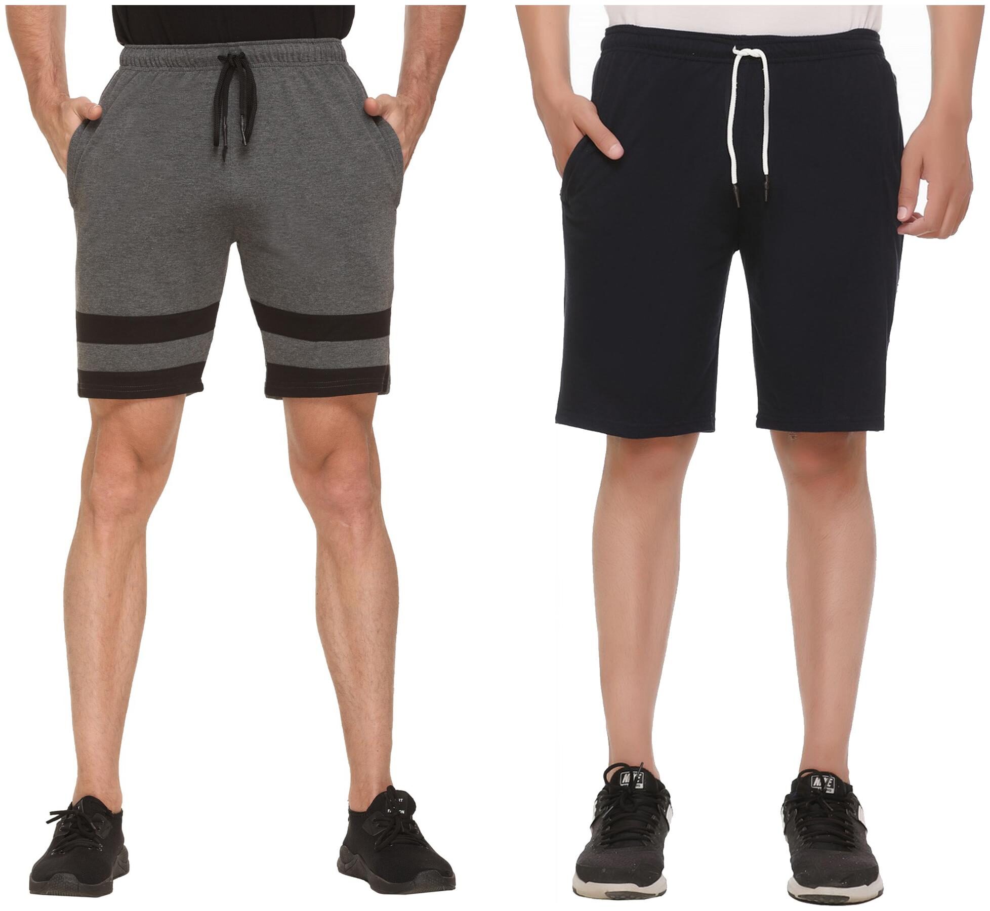 

HVBK Men Blue Grey Regular Fit Regular Shorts
