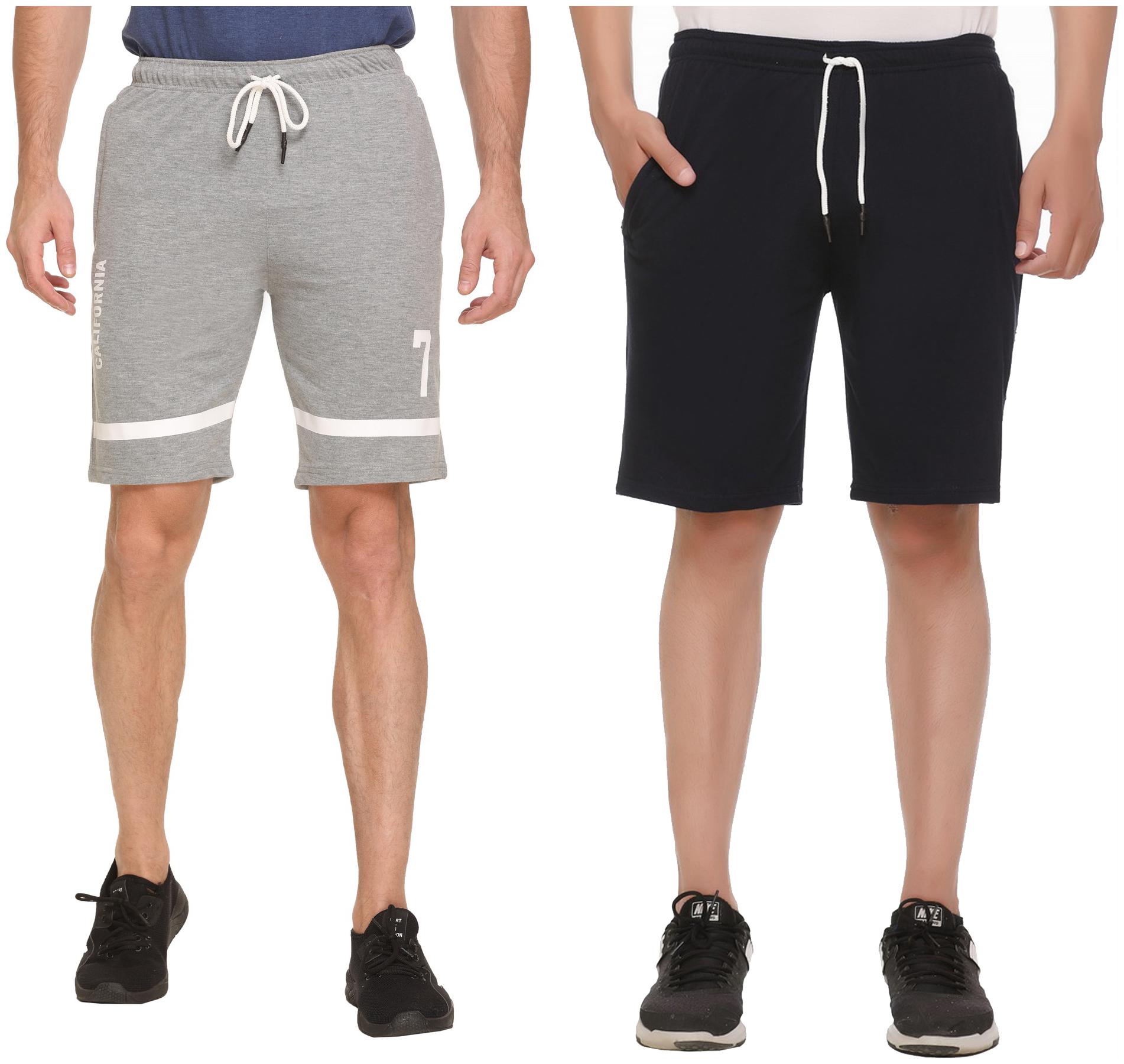 

HVBK Men Blue Grey Regular Fit Regular Shorts