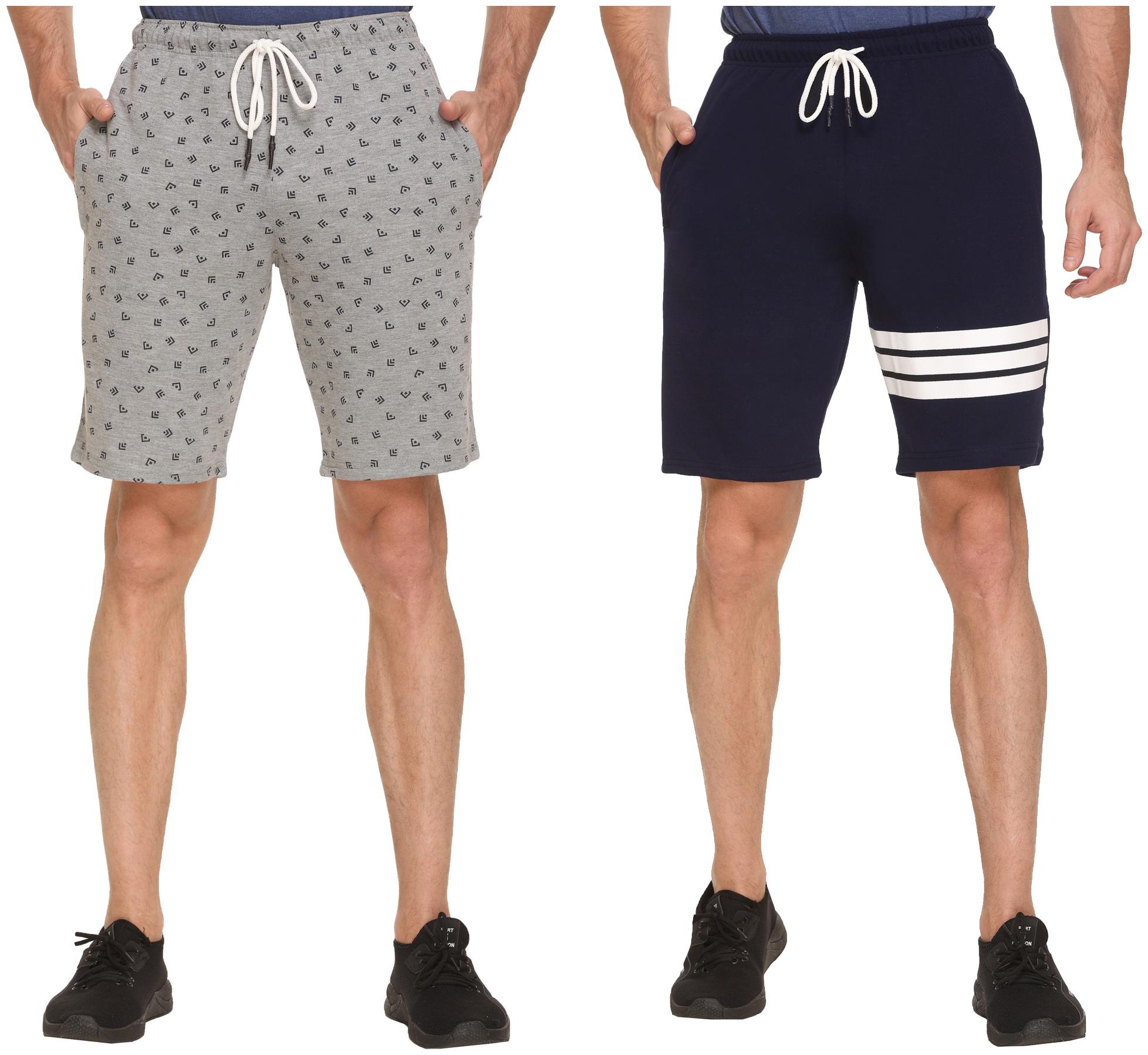 

HVBK Men Blue Grey Regular Fit Regular Shorts