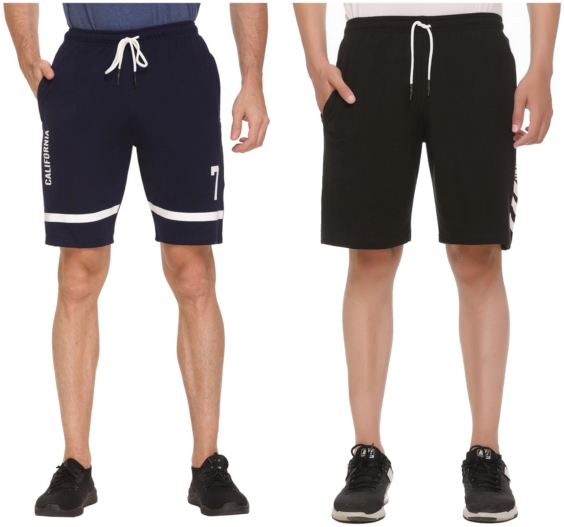

HVBK Men Black Blue Regular Fit Regular Shorts