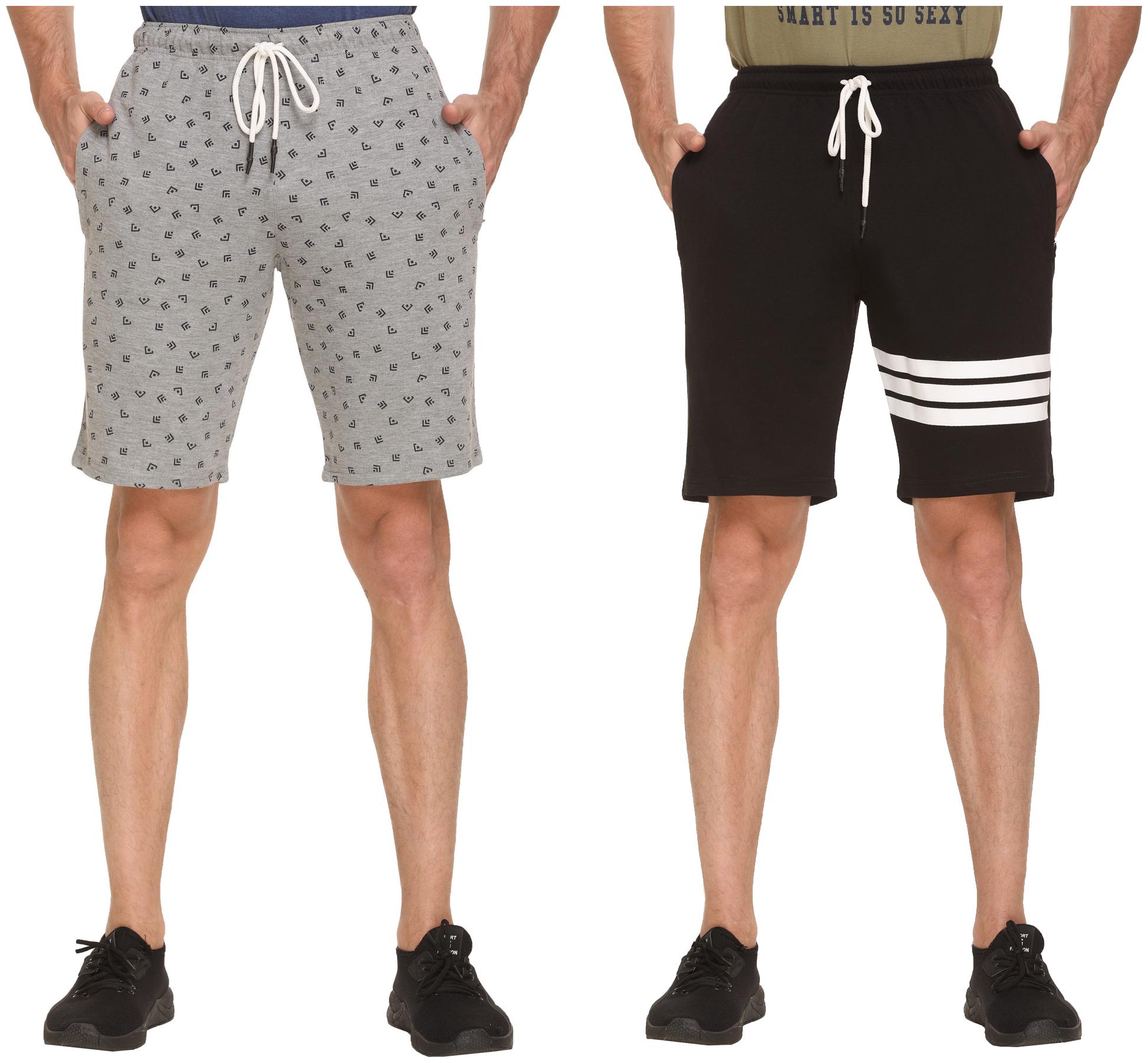 

HVBK Men Black Grey Regular Fit Regular Shorts