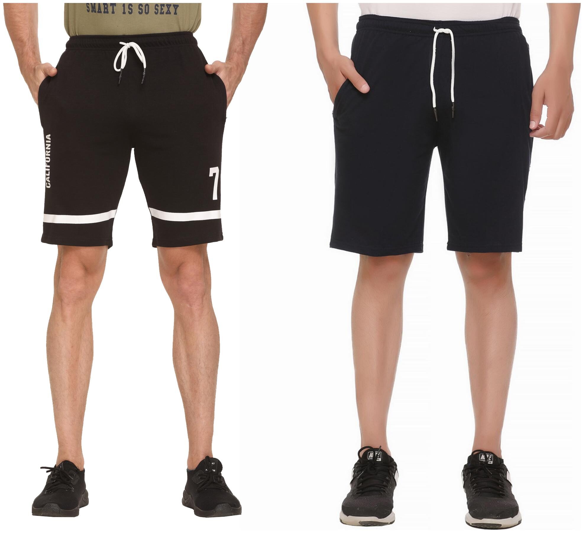 

HVBK Men Blue Black Regular Fit Regular Shorts