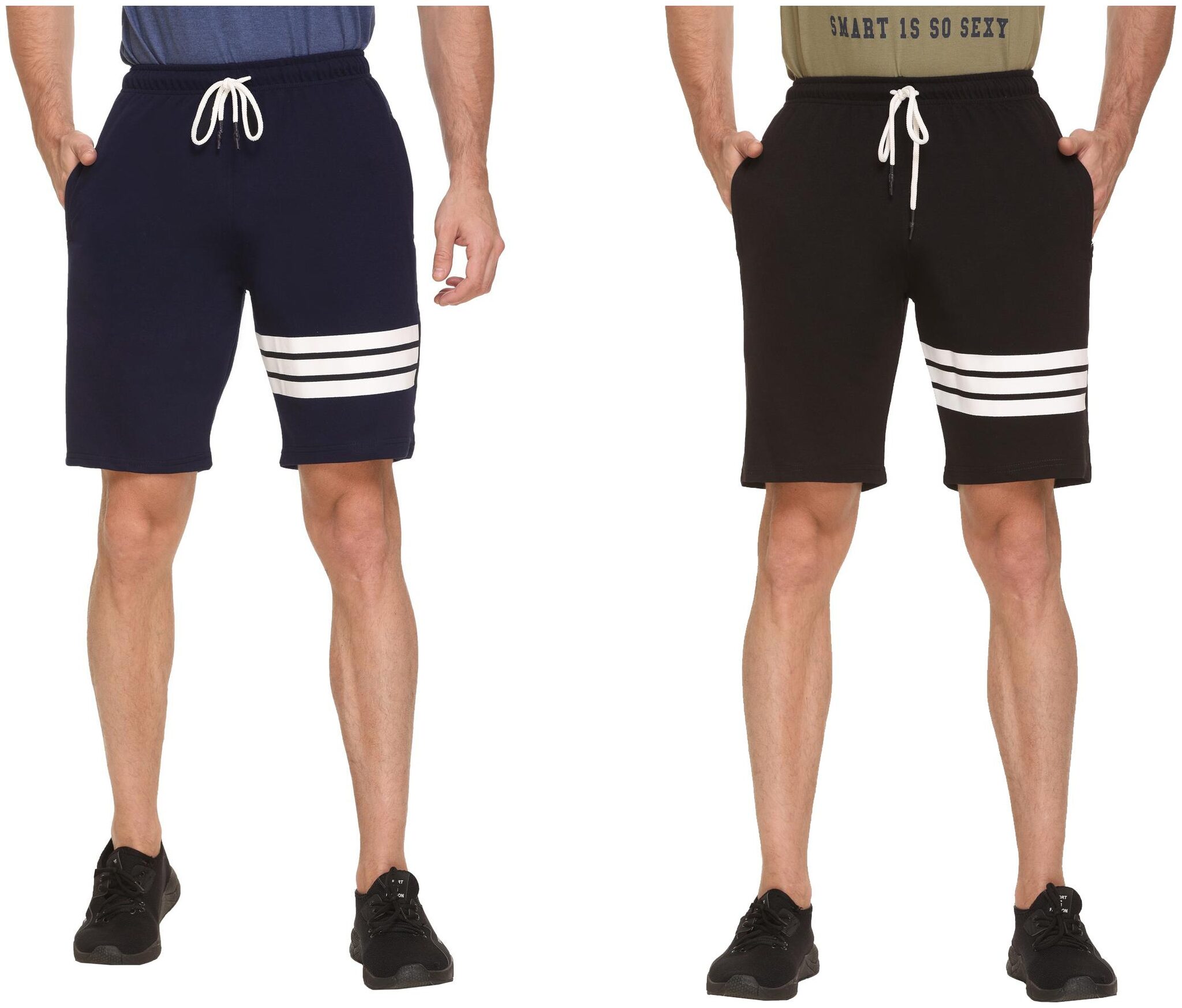 

HVBK Men Black Blue Regular Fit Regular Shorts