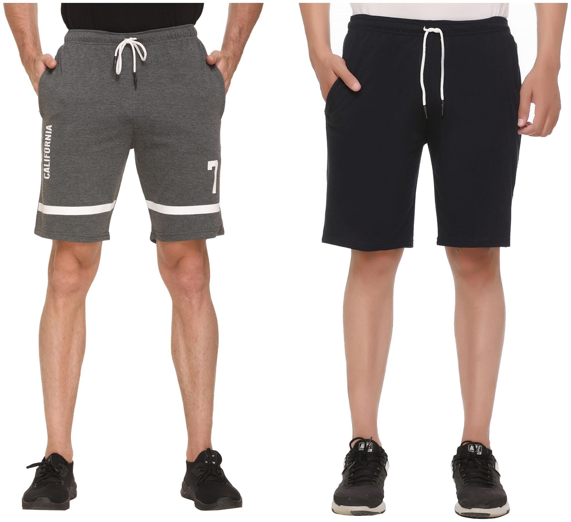 

HVBK Men Blue Grey Regular Fit Regular Shorts