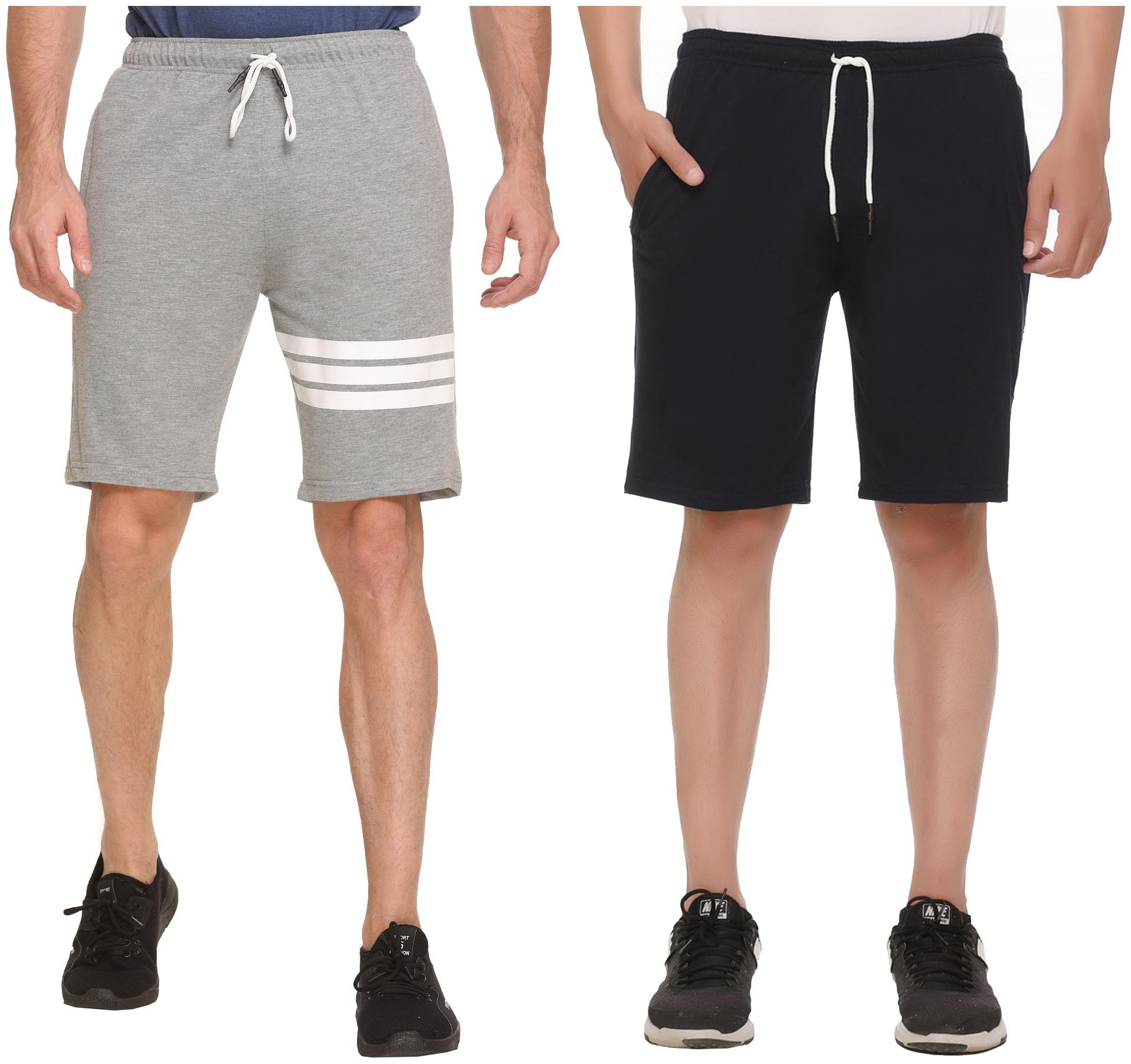 

HVBK Men Blue Grey Regular Fit Regular Shorts