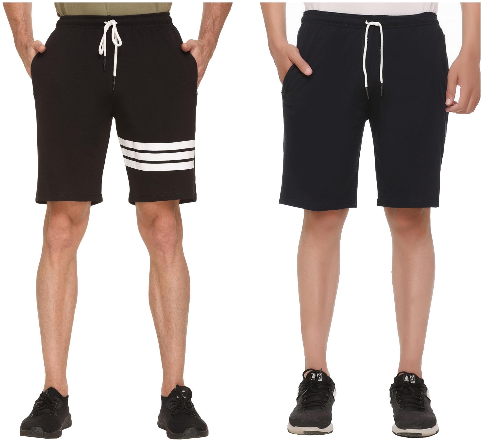 

HVBK Men Blue Black Regular Fit Regular Shorts