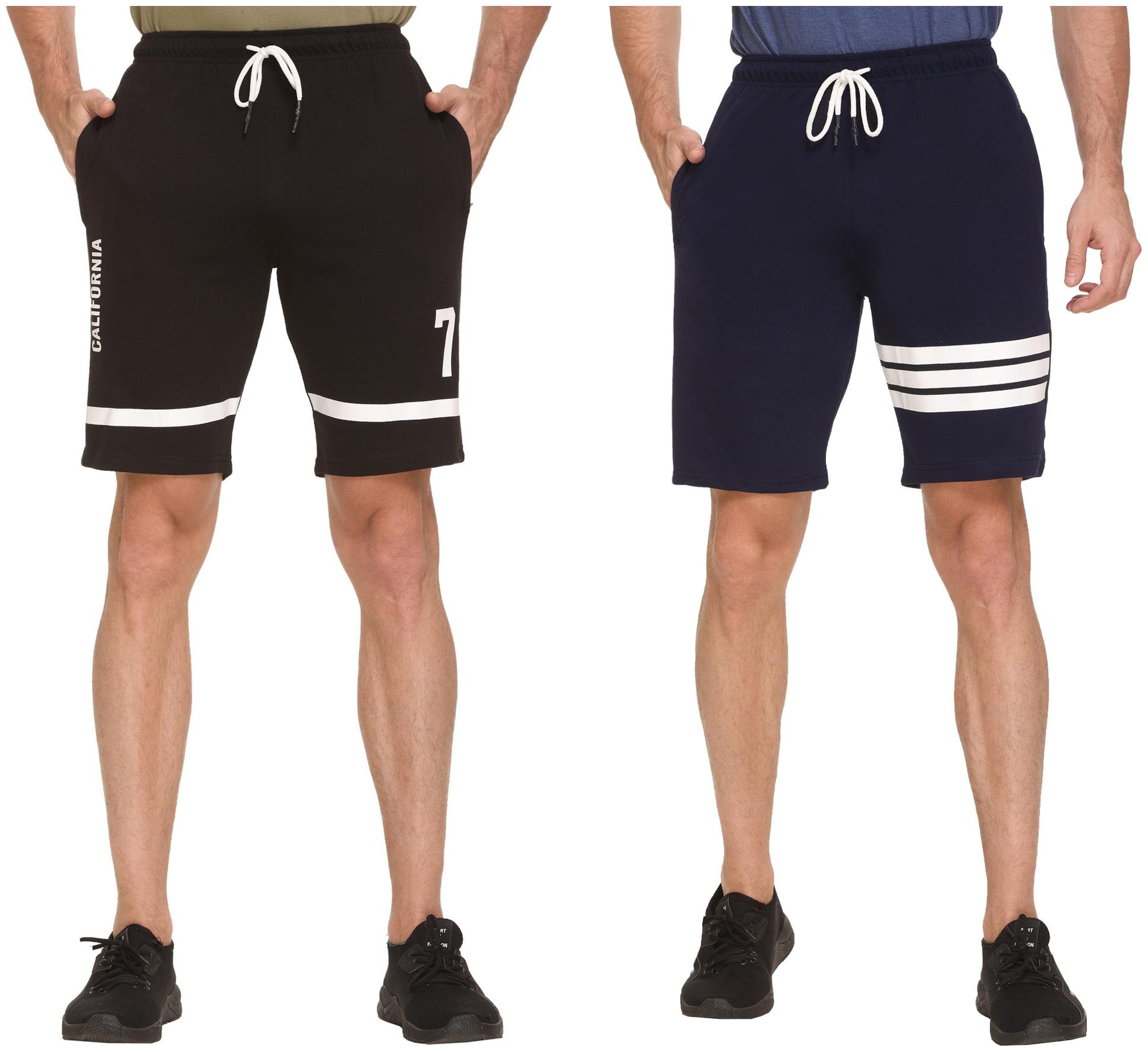 

HVBK Men Blue Black Regular Fit Regular Shorts