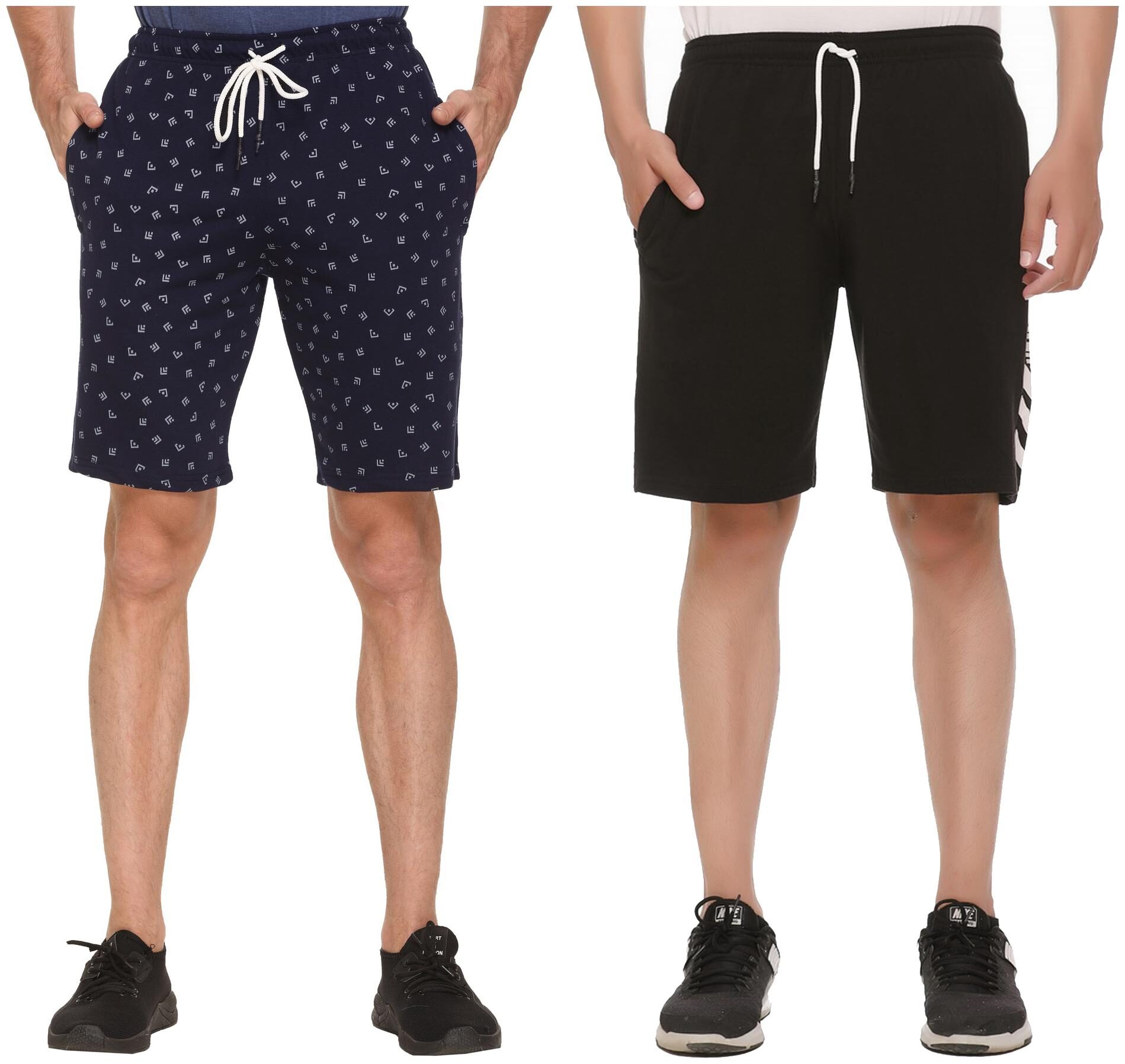 

HVBK Men Black Blue Regular Fit Regular Shorts