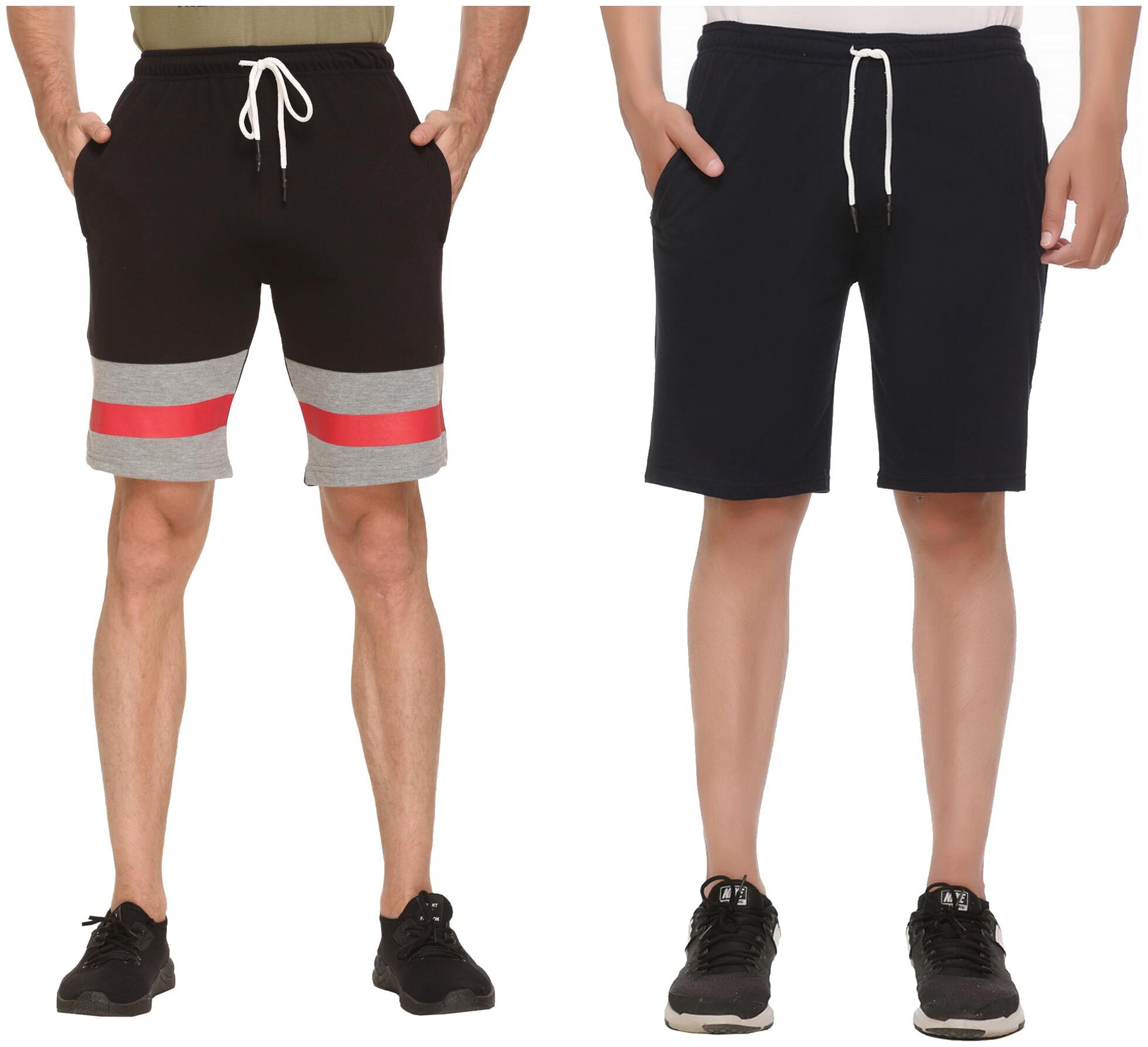 

HVBK Men Blue Black Regular Fit Regular Shorts