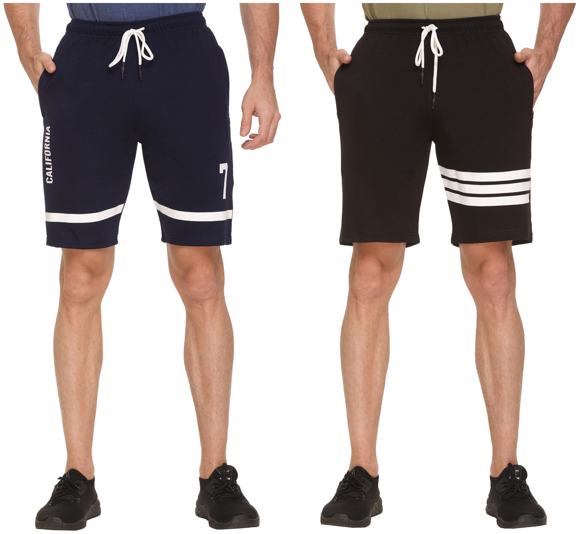 

HVBK Men Black Blue Regular Fit Regular Shorts