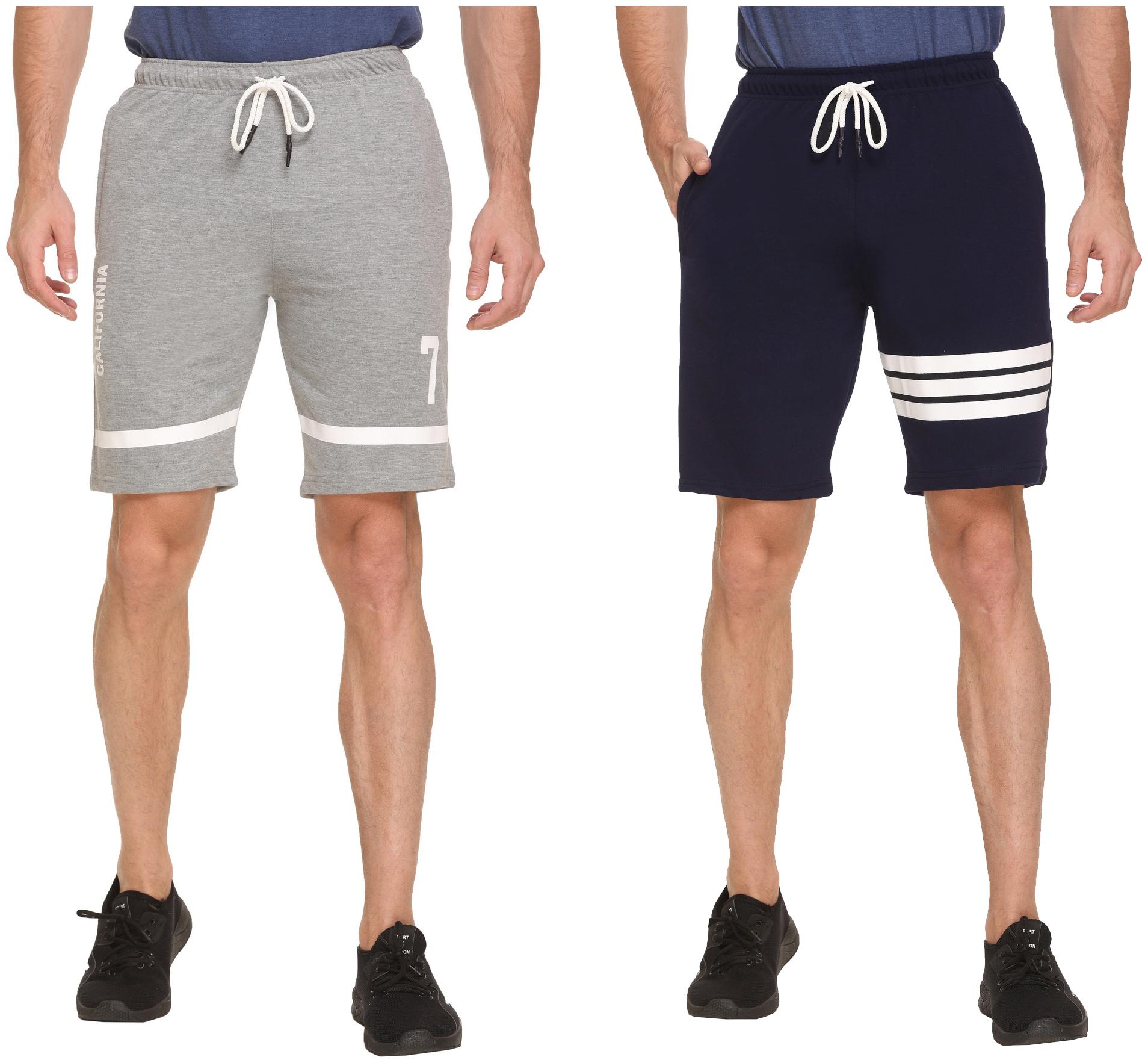 

HVBK Men Blue Grey Regular Fit Regular Shorts