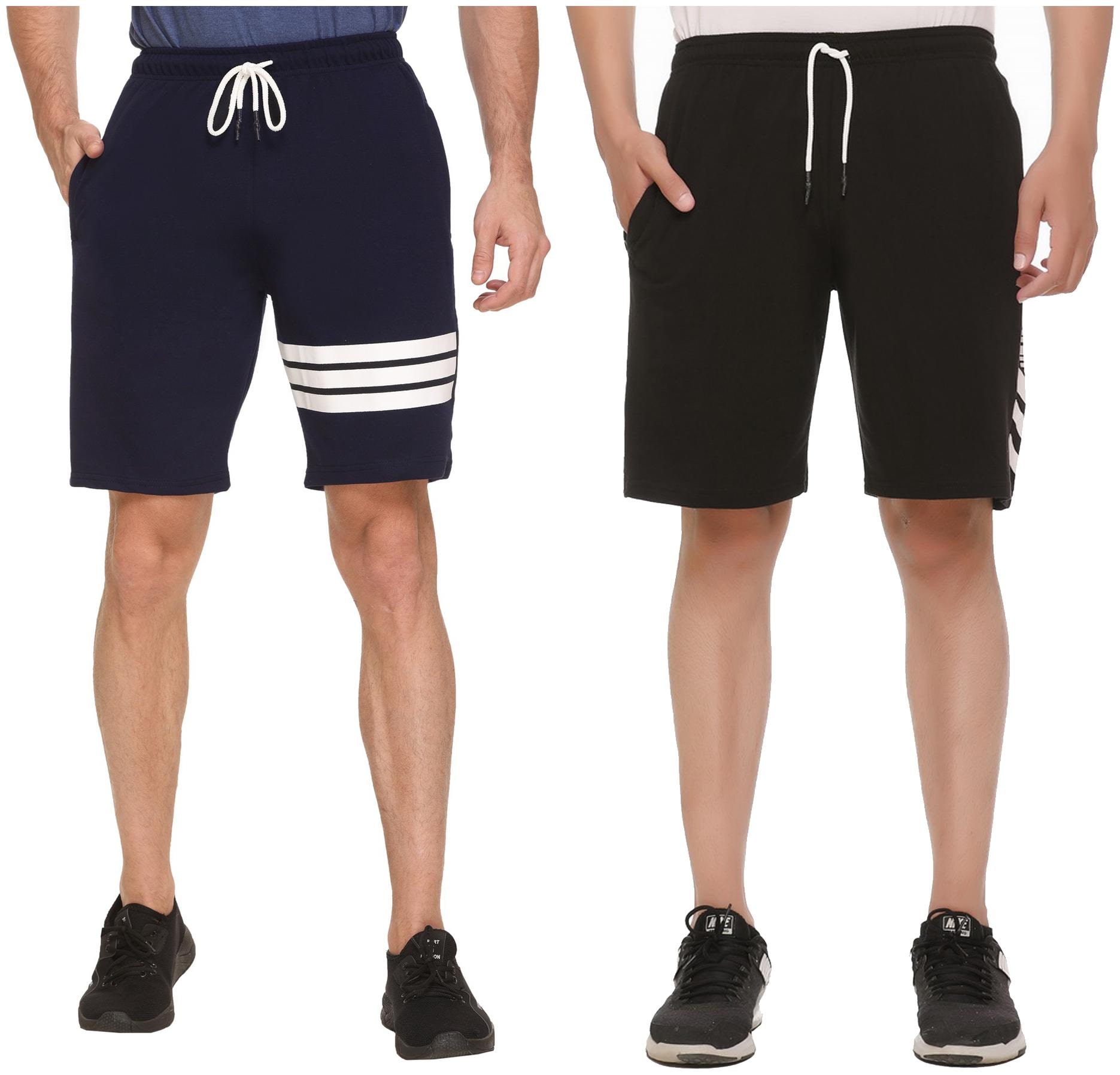

HVBK Men Black Blue Regular Fit Regular Shorts