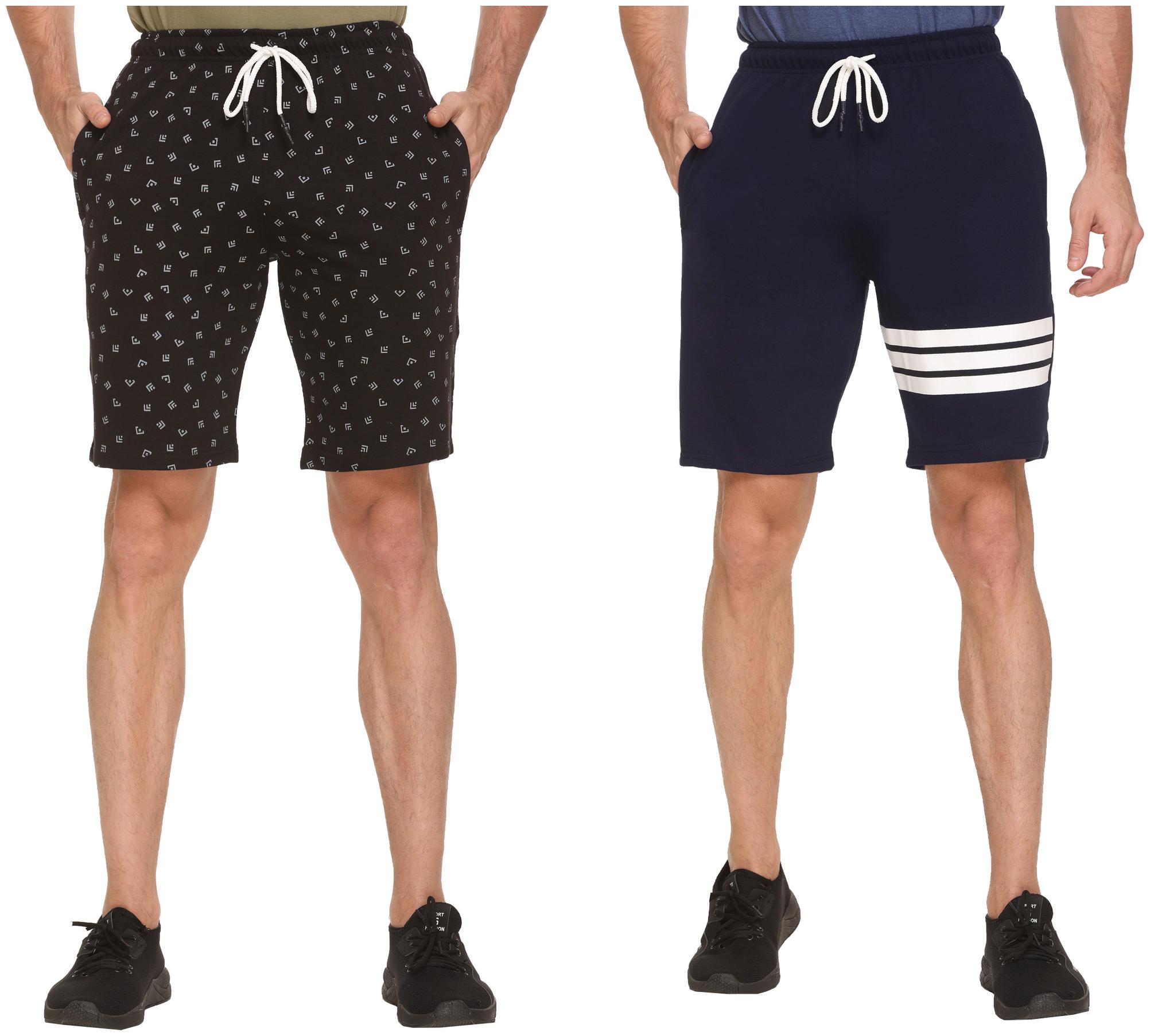 

HVBK Men Blue Black Regular Fit Regular Shorts