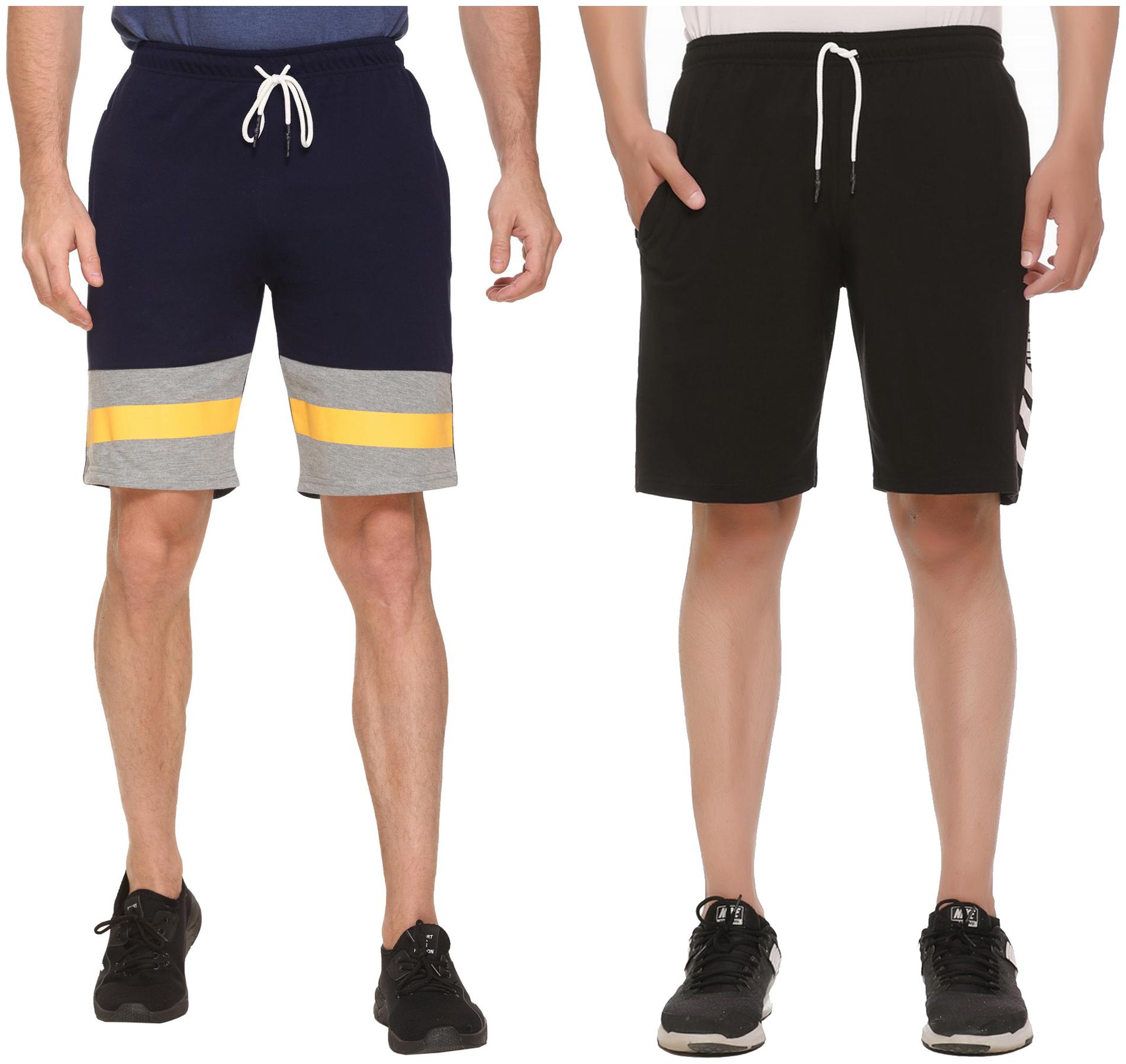 

HVBK Men Black Blue Regular Fit Regular Shorts