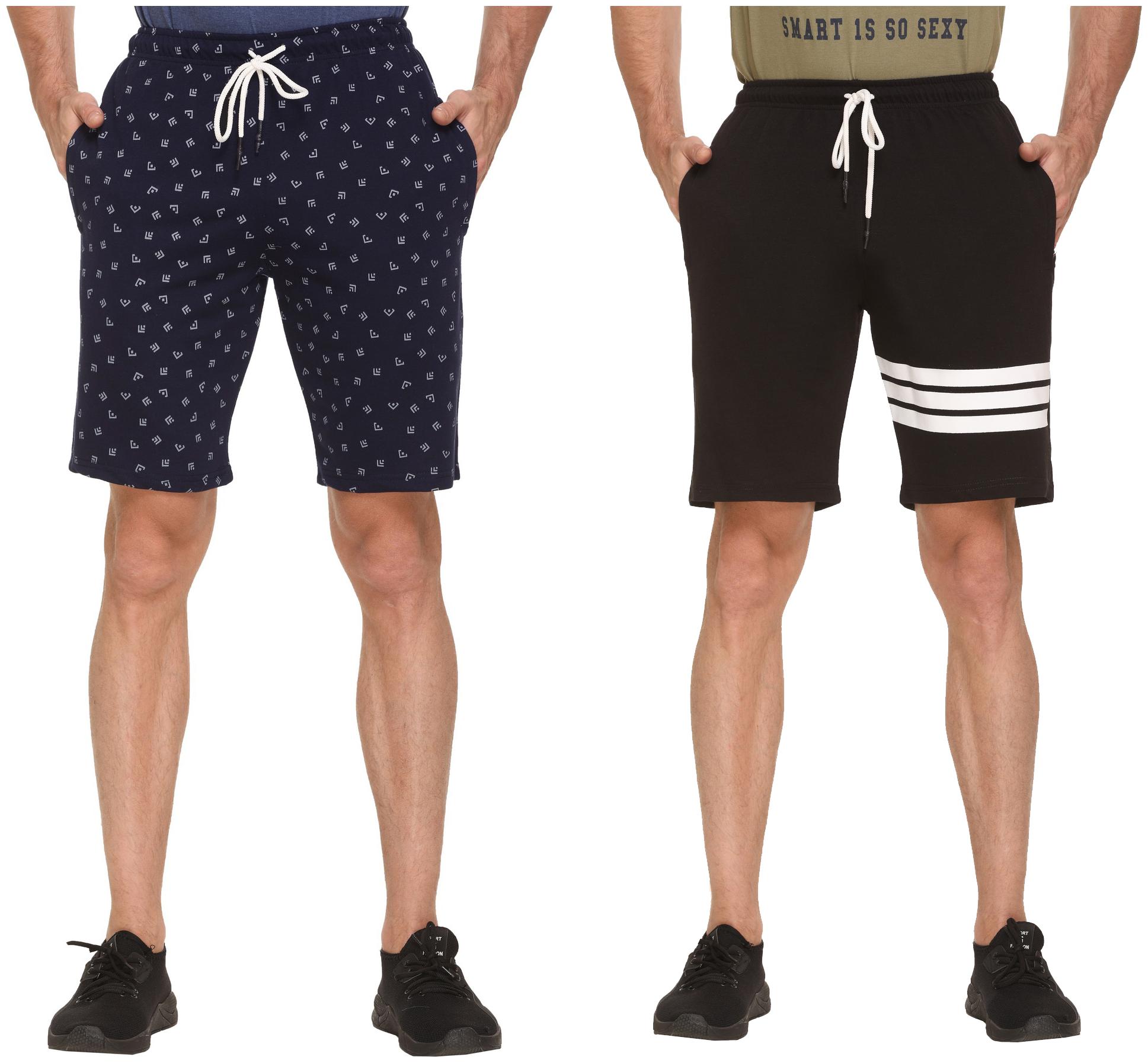 

HVBK Men Black Blue Regular Fit Regular Shorts