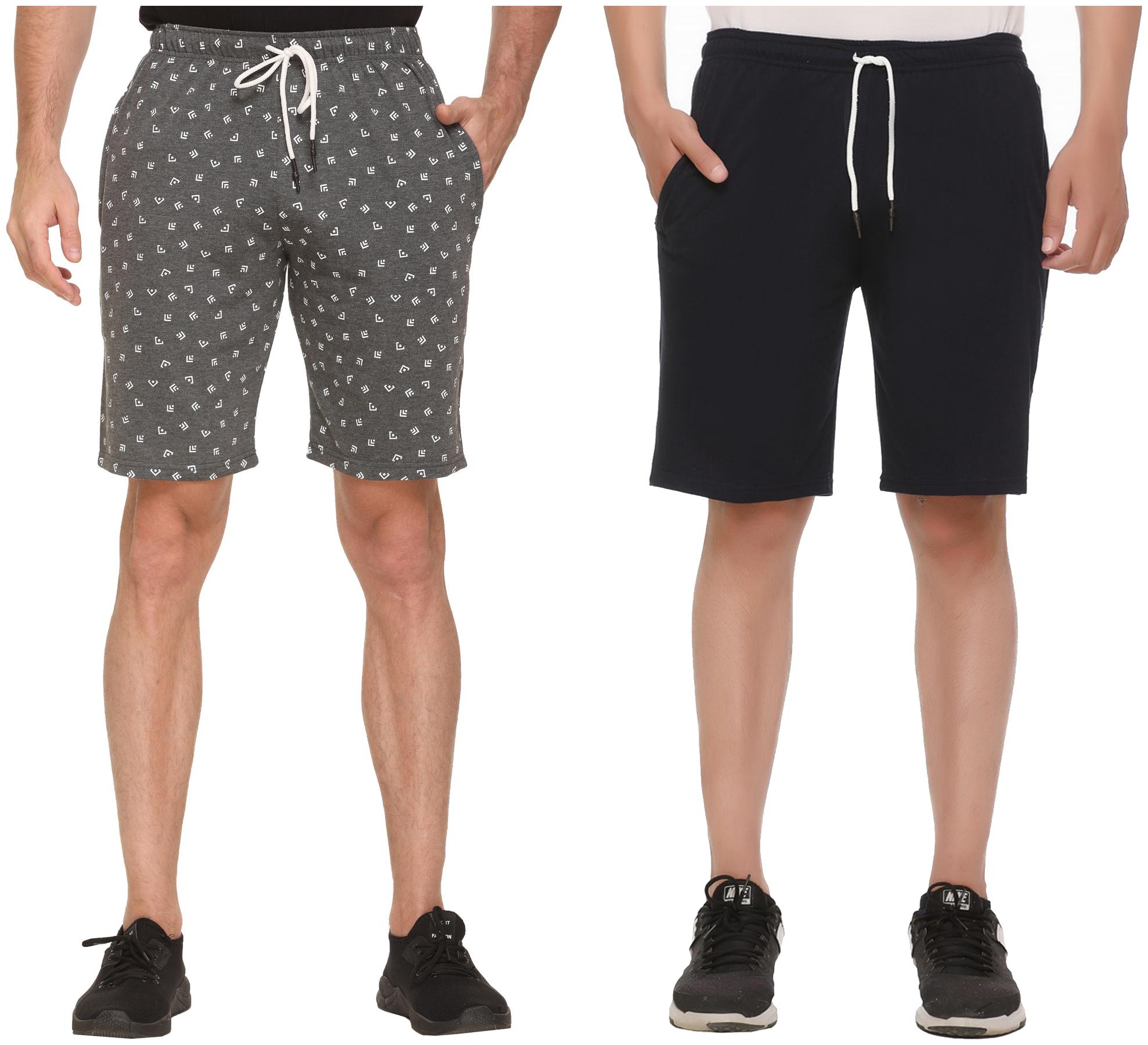 

HVBK Men Blue Grey Regular Fit Regular Shorts