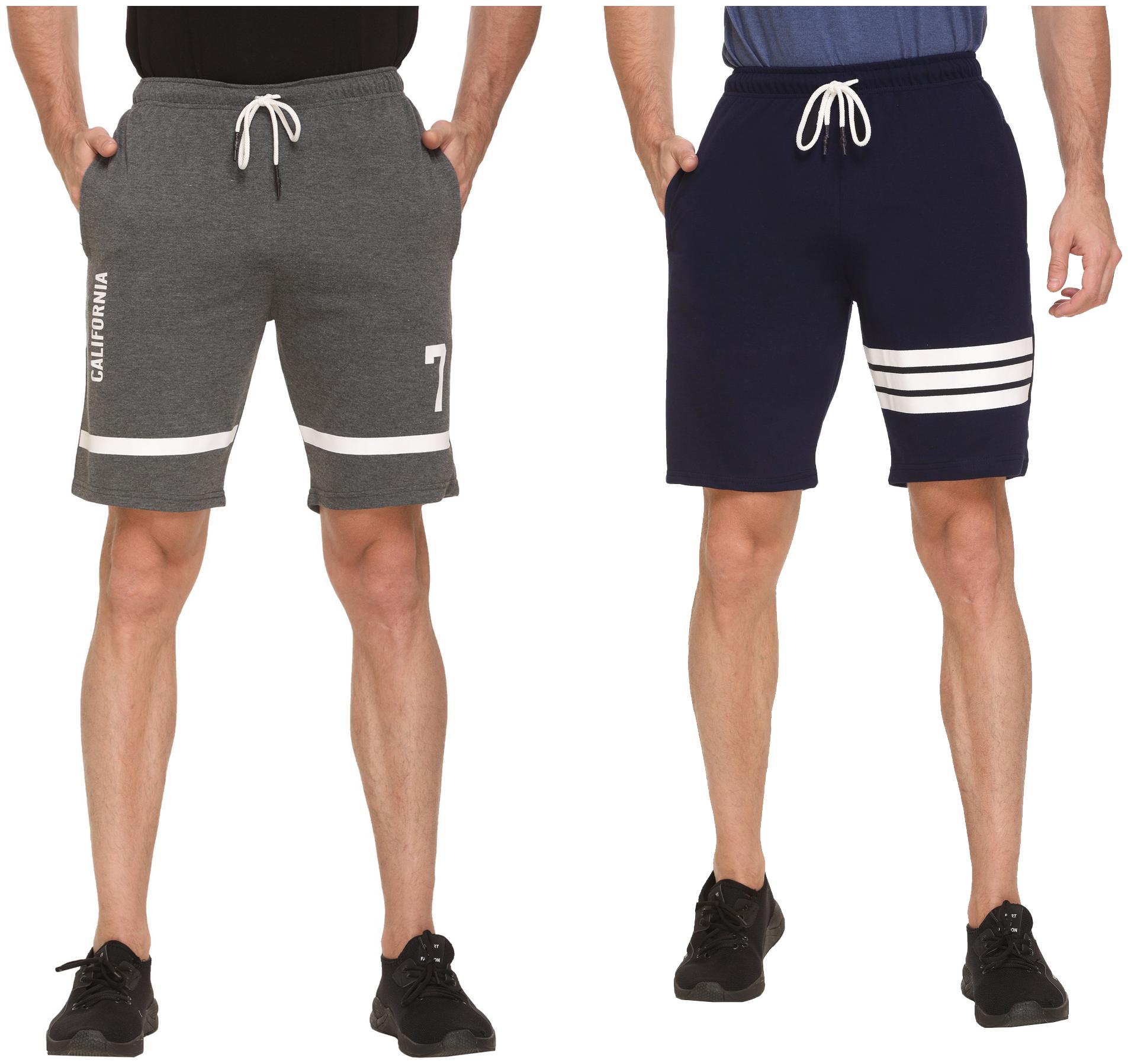 

HVBK Men Blue Grey Regular Fit Regular Shorts